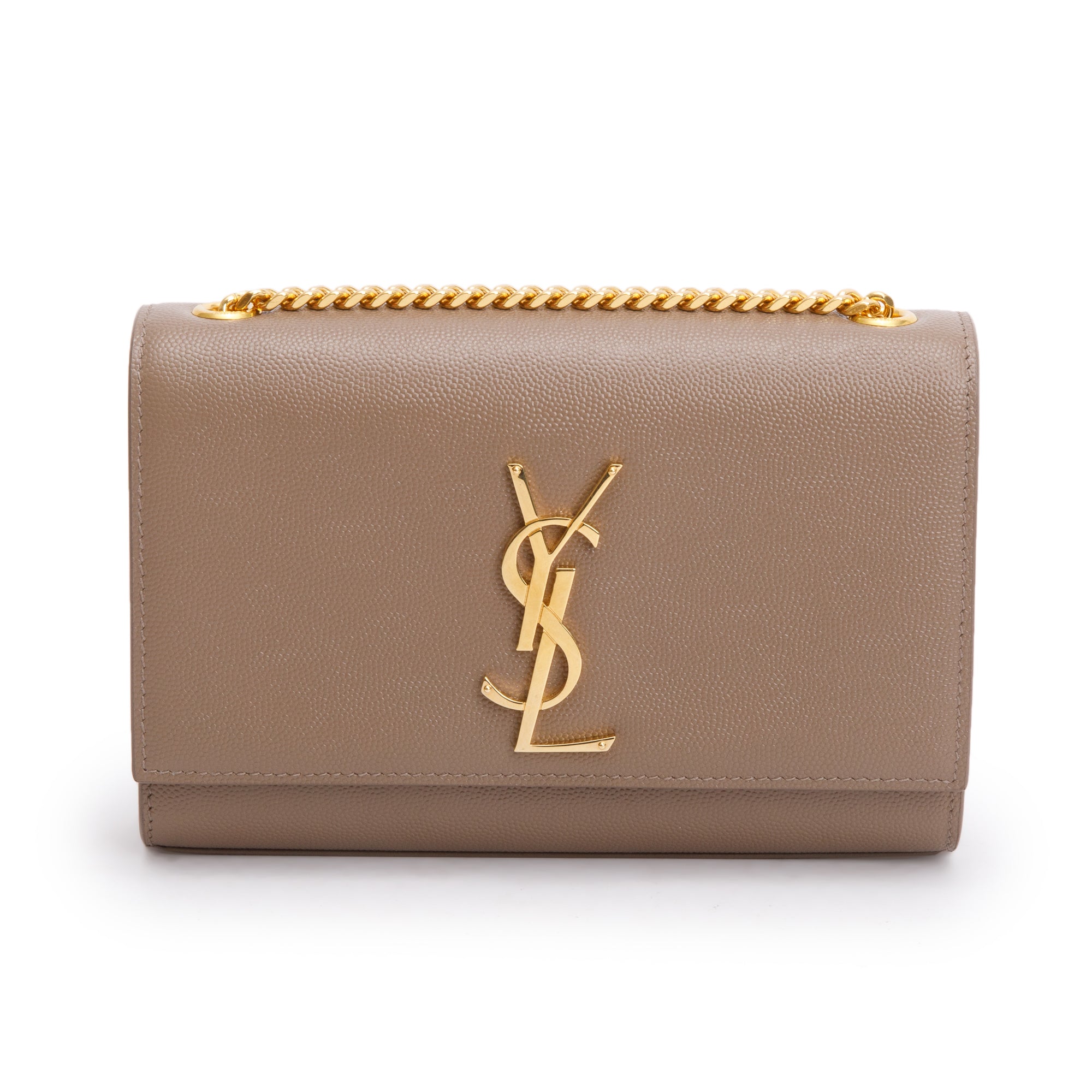 Saint Laurent 2022 Beige Grain De Poudre Leather Small Monogram Kate Bag w/ Box