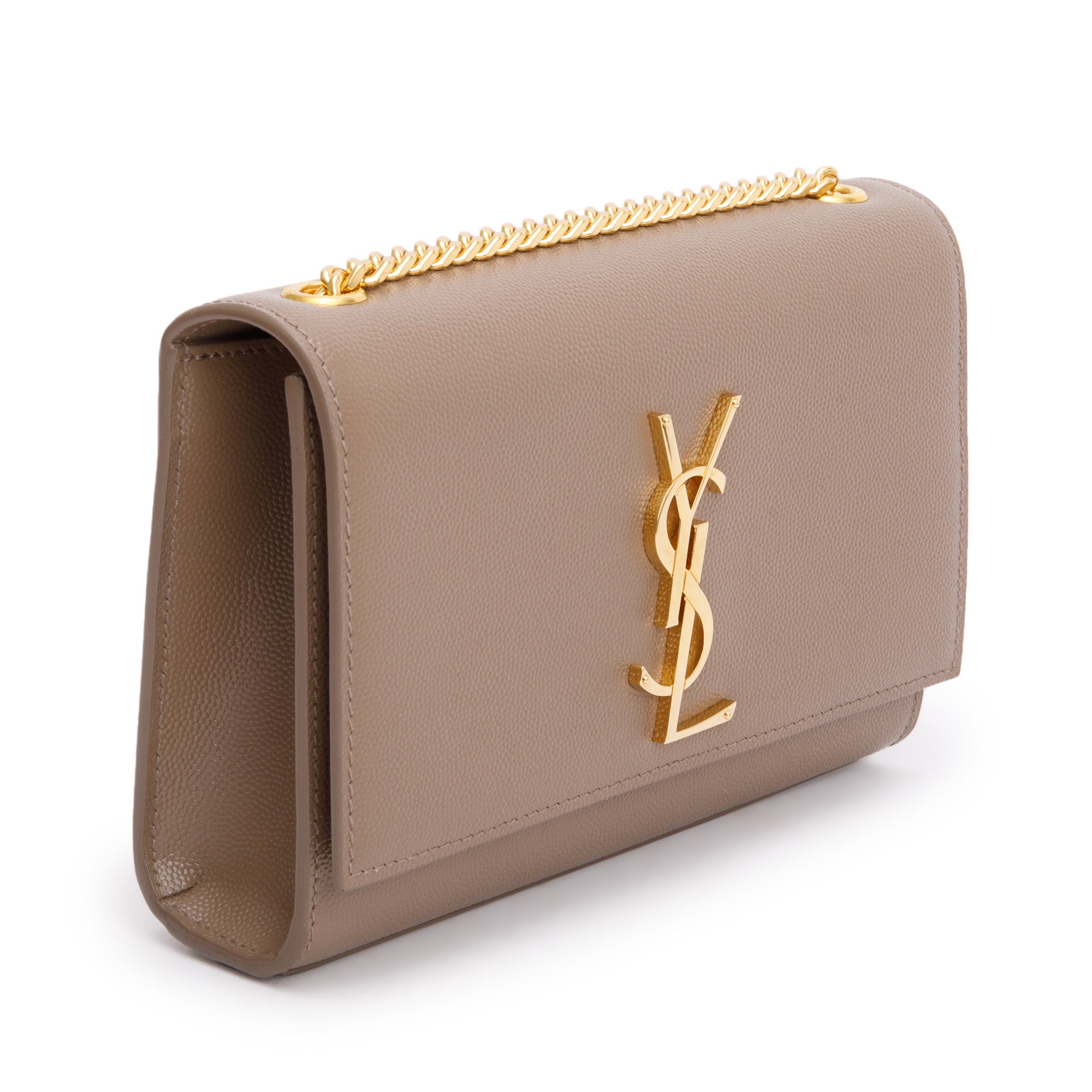 Saint Laurent 2022 Beige Grain De Poudre Leather Small Monogram Kate Bag w/ Box