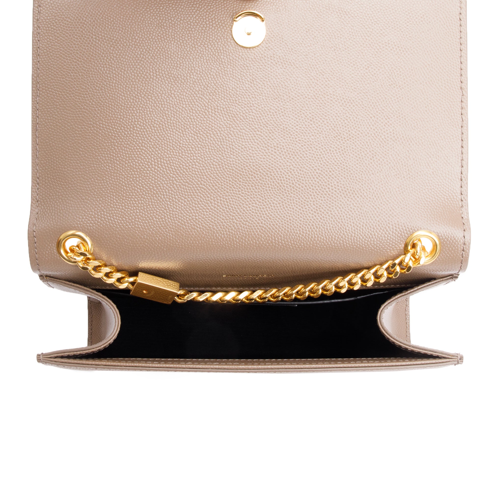 Saint Laurent 2022 Beige Grain De Poudre Leather Small Monogram Kate Bag w/ Box