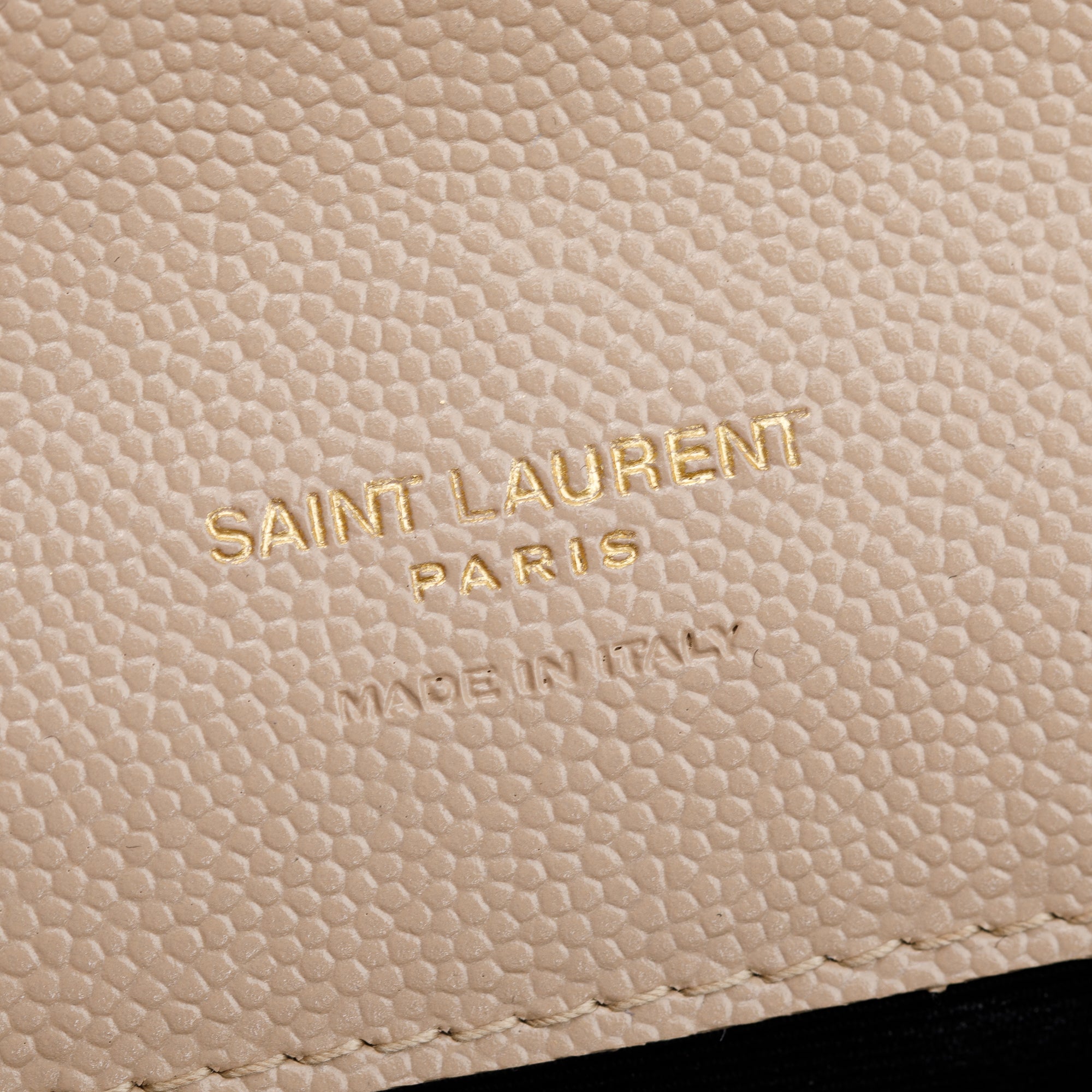 Saint Laurent 2022 Beige Grain De Poudre Matelasse Cassandre Flap Pouch w/ Strap