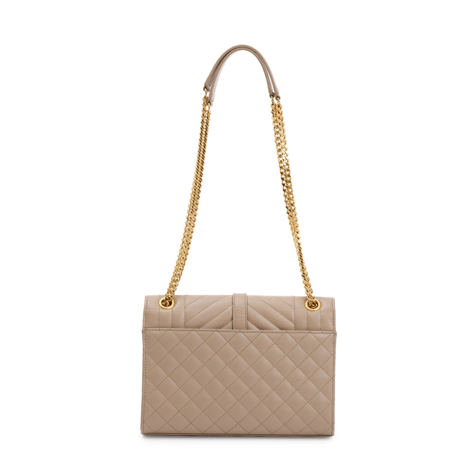 Saint Laurent 2022 Beige Grained De Poudre Medium Envelope Shoulder Bag