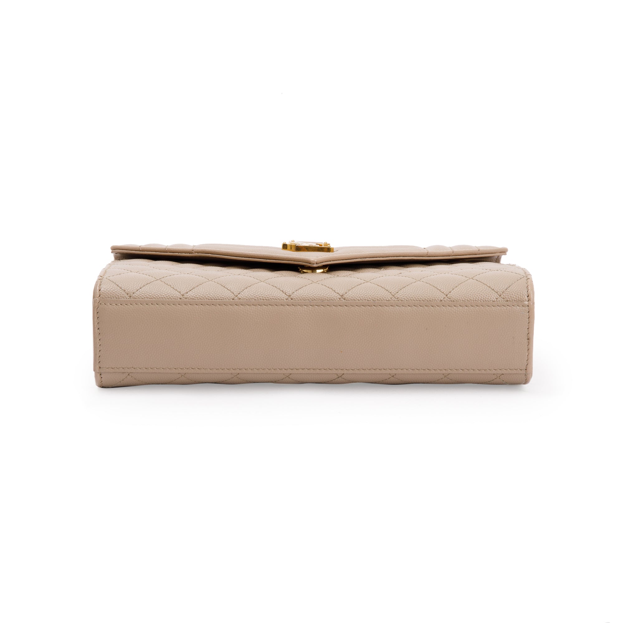 Saint Laurent 2022 Beige Grained De Poudre Medium Envelope Shoulder Bag