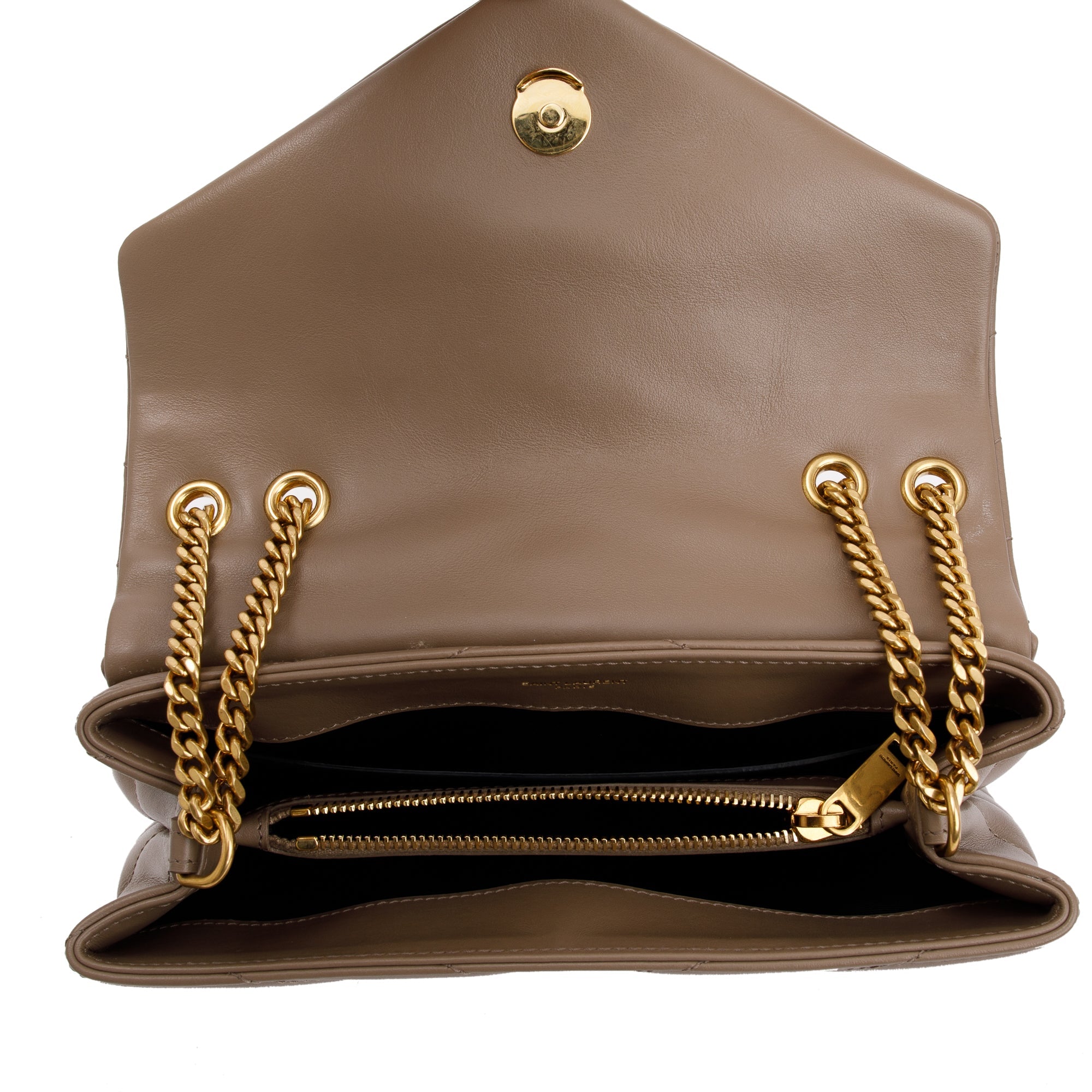 Saint Laurent 2022 Beige Leather Small Loulou Chain Shoulder Bag