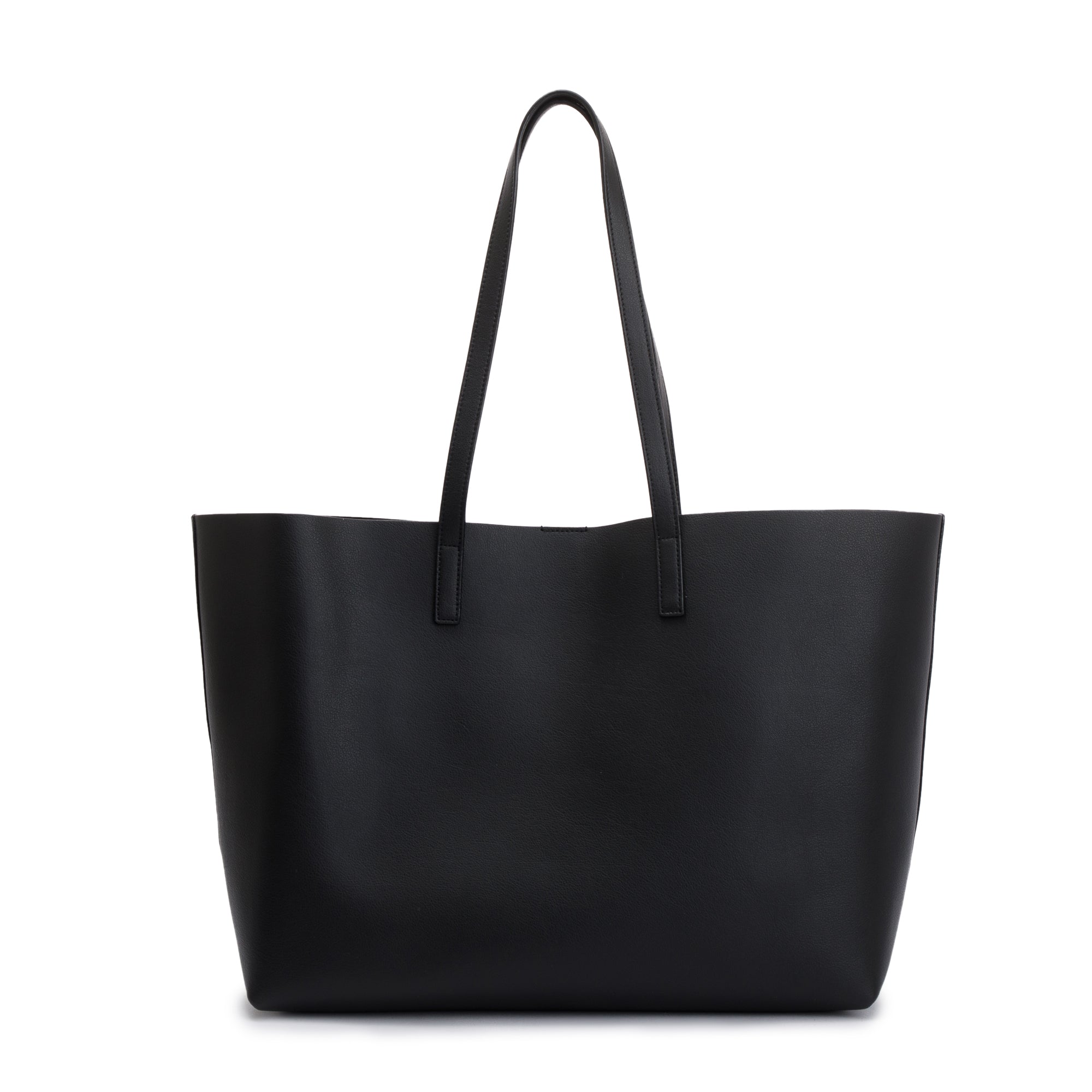 Saint Laurent 2022 Black Calfskin Leather Large E/W Shopping Tote w/ Pouch