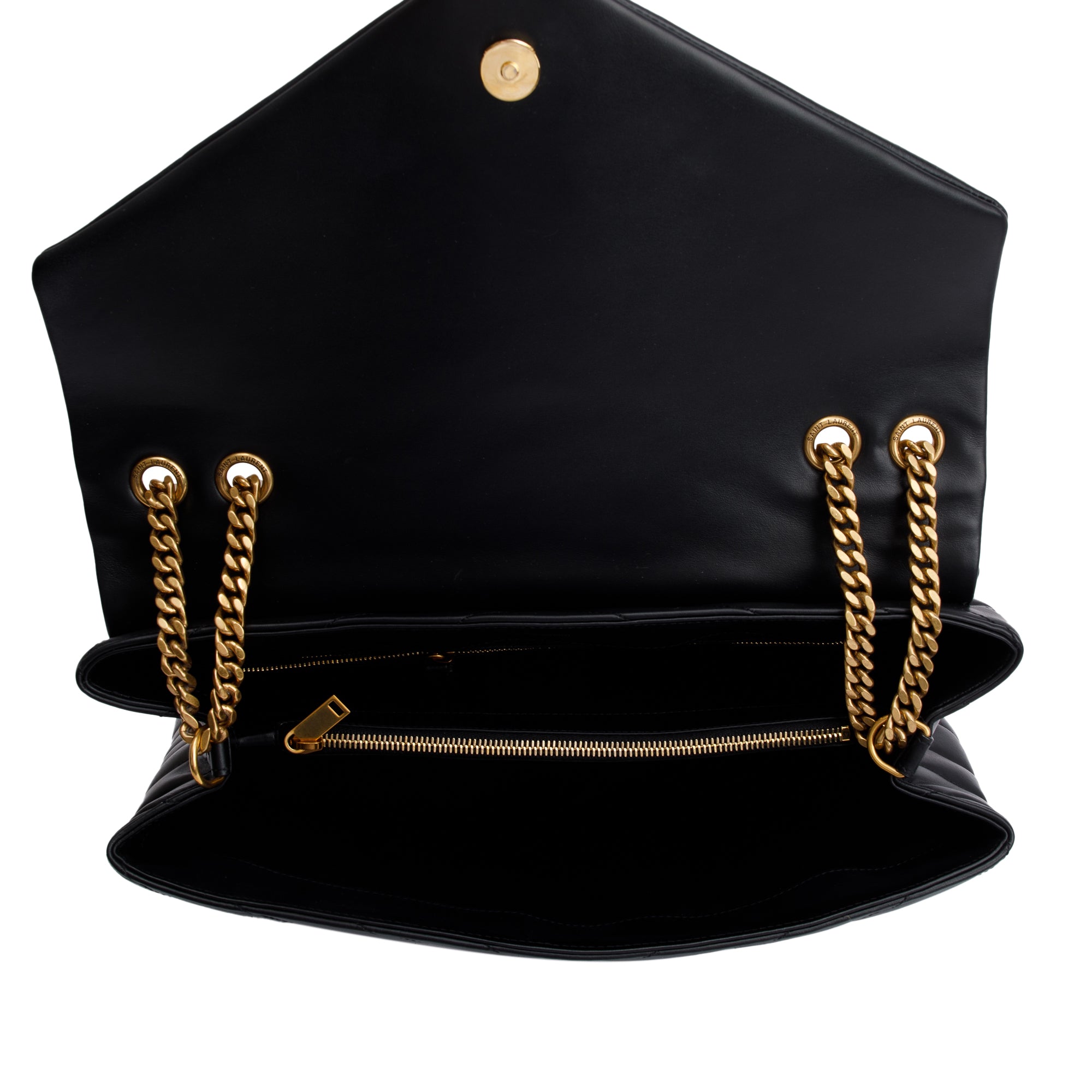 Saint Laurent 2022 Black Calfskin Leather Large Loulou Shoulder Bag w/ Box