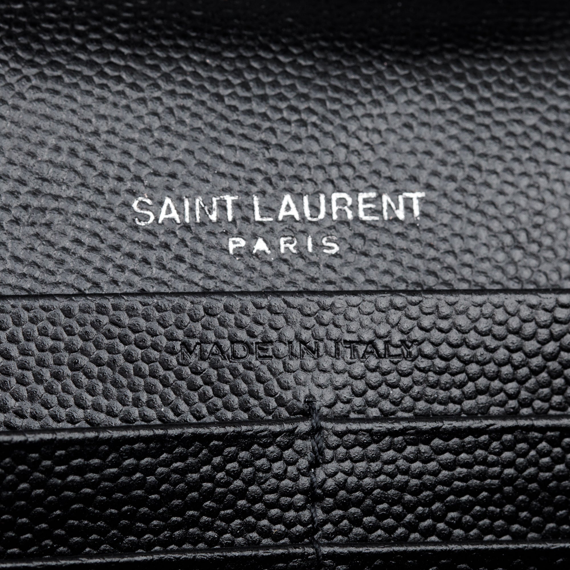 Saint Laurent 2022 Black Grain De Poudre Cassandre Envelope Chain Wallet w/ Box