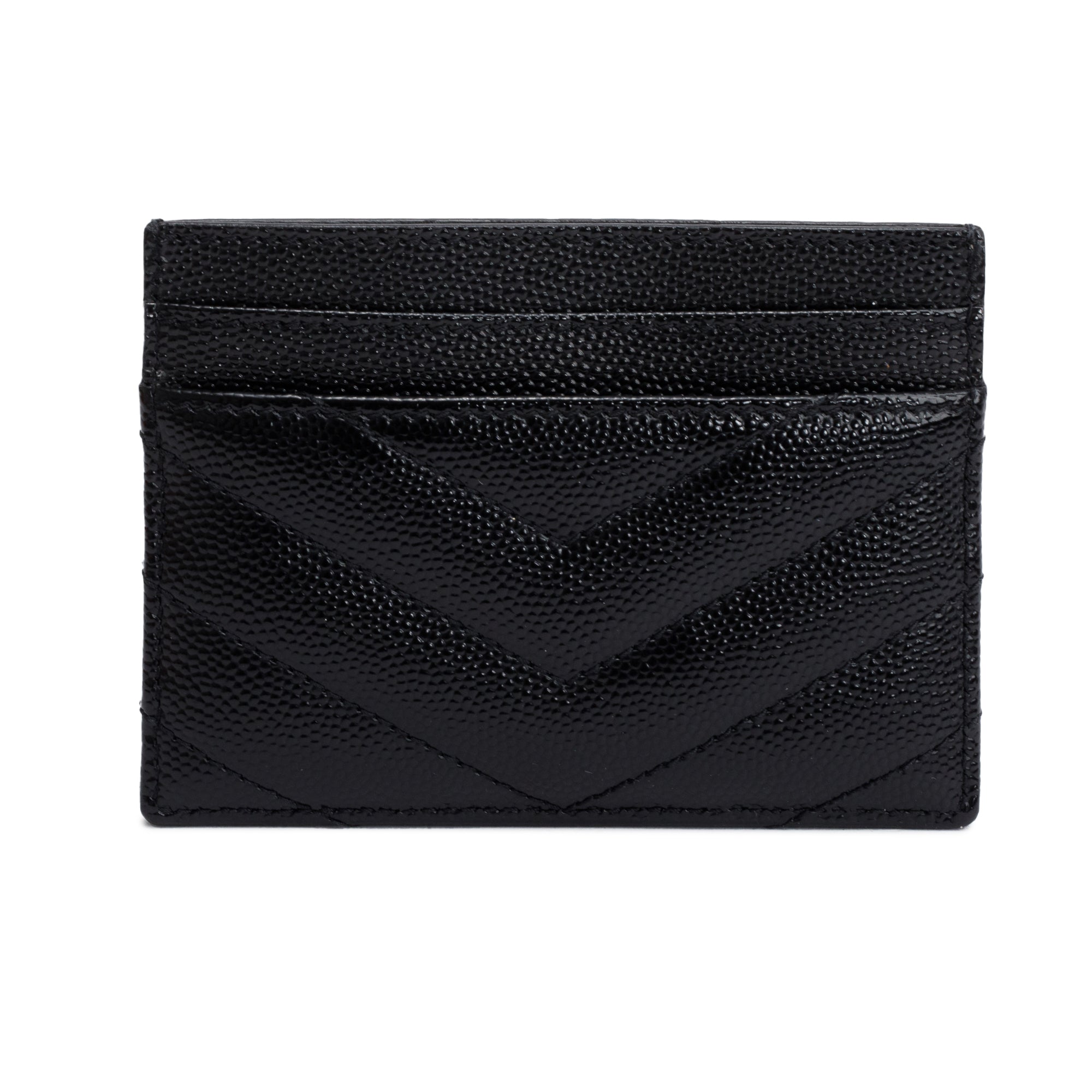 Saint Laurent 2022 Black Grain De Poudre Leather Cassandre Matelasse Card Case w/ Box & Receipt