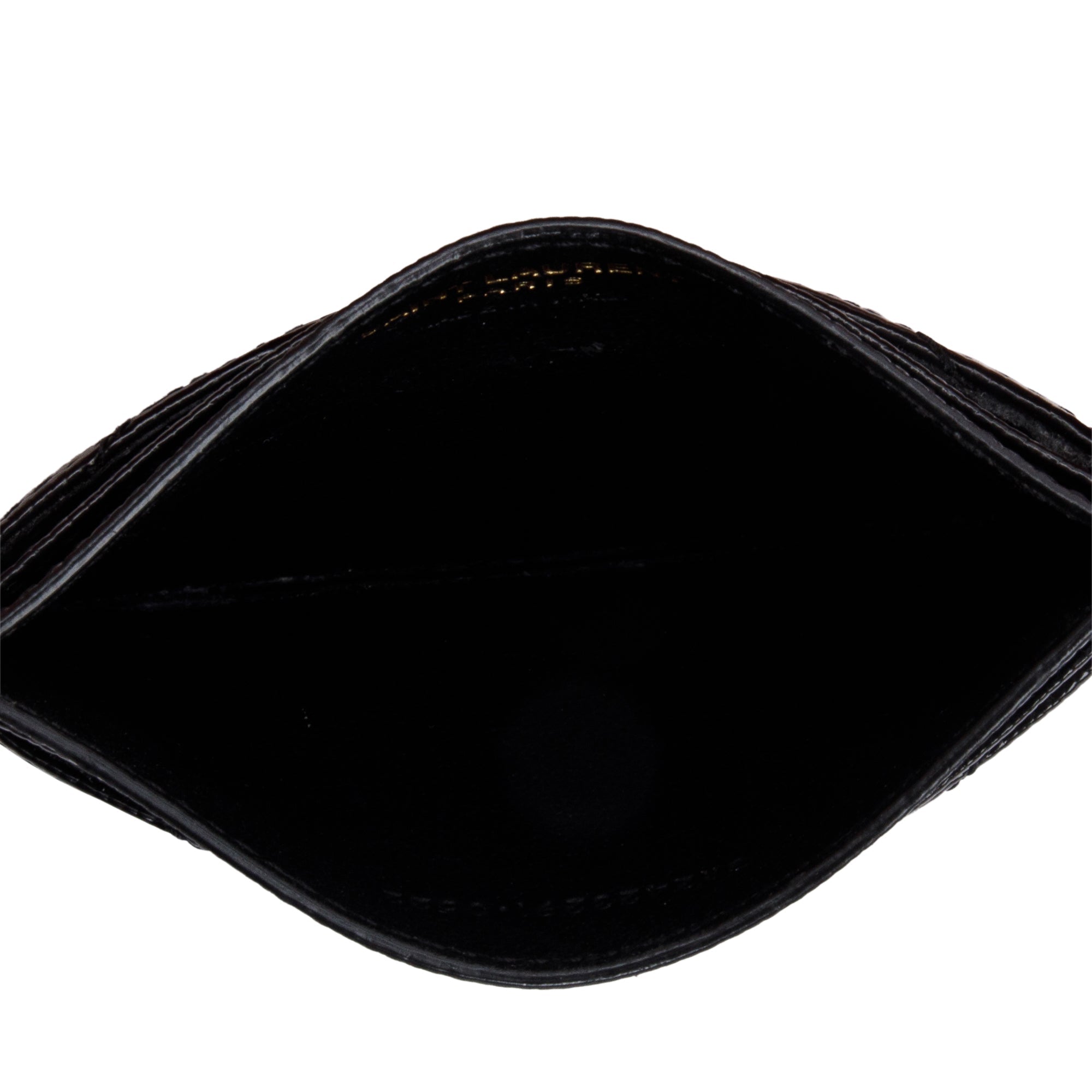 Saint Laurent 2022 Black Grain De Poudre Leather Cassandre Matelasse Card Case w/ Box & Receipt