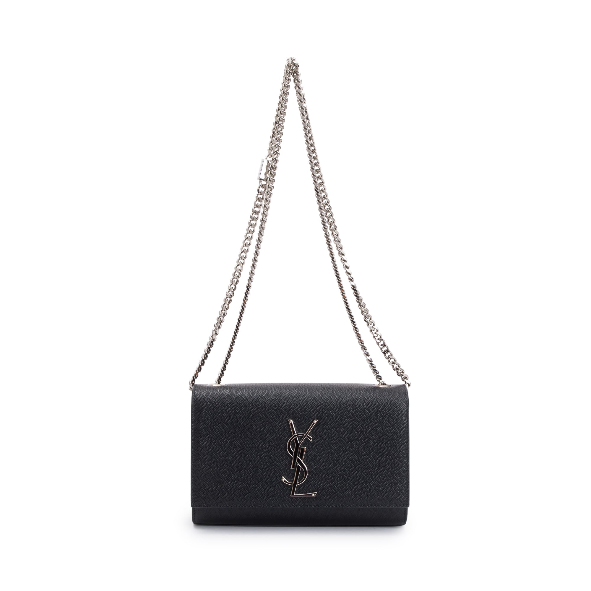 Saint Laurent 2022 Black Grain De Poudre Leather Small Kate Bag w/ Box