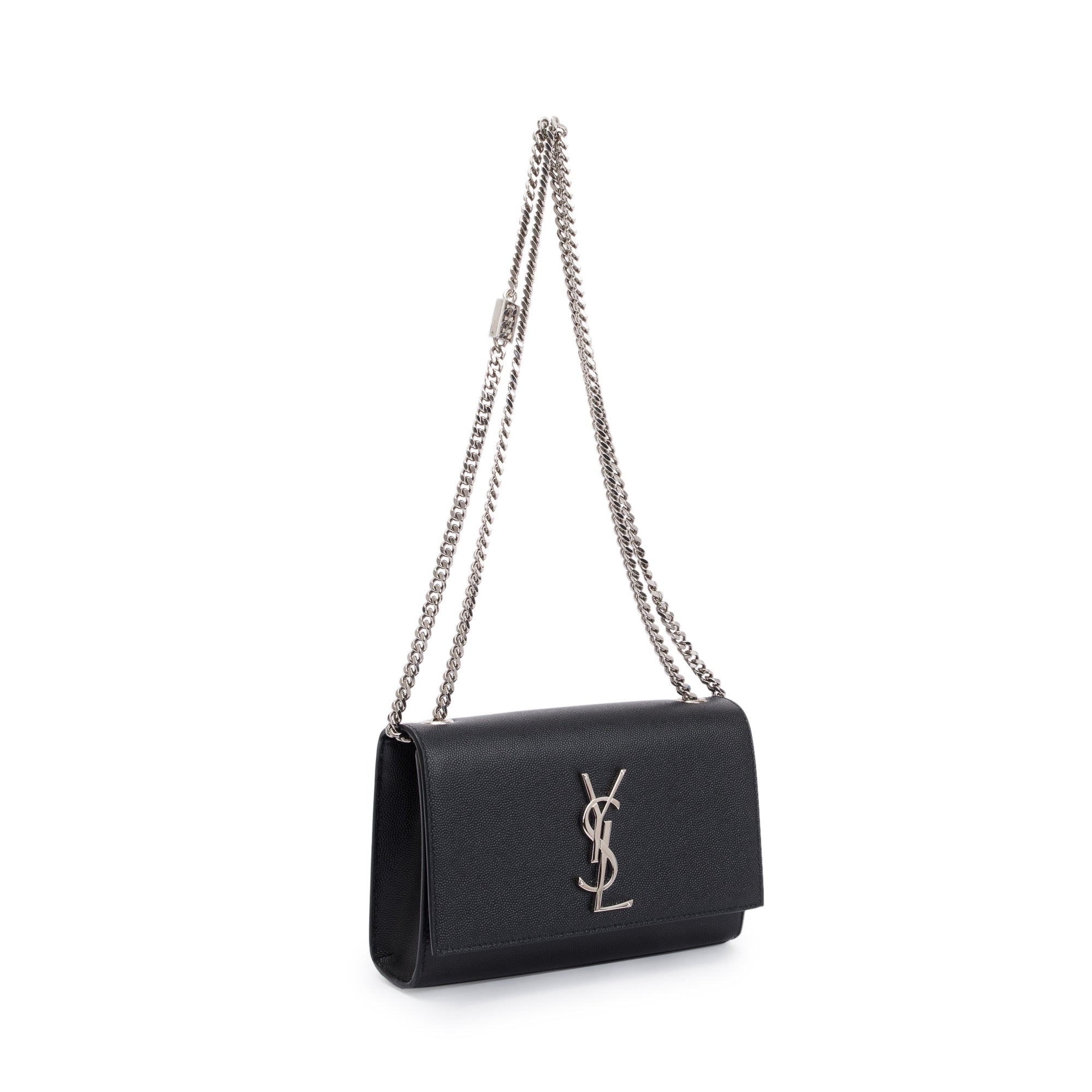Saint Laurent 2022 Black Grain De Poudre Leather Small Kate Bag w/ Box