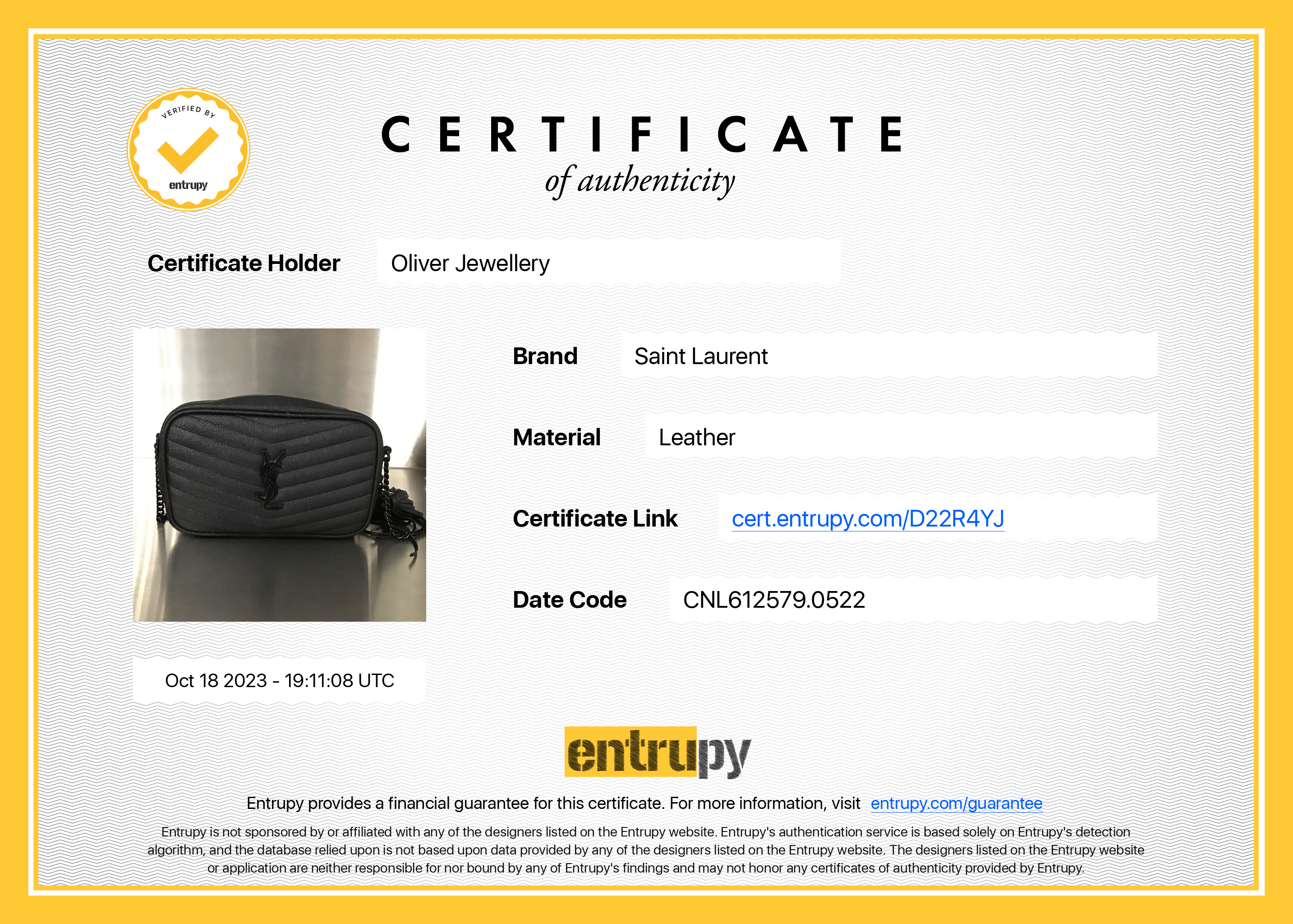 Saint Laurent 2022 Black Grain de Poudre Matelasse Mini Lou Camera Bag w/ Box