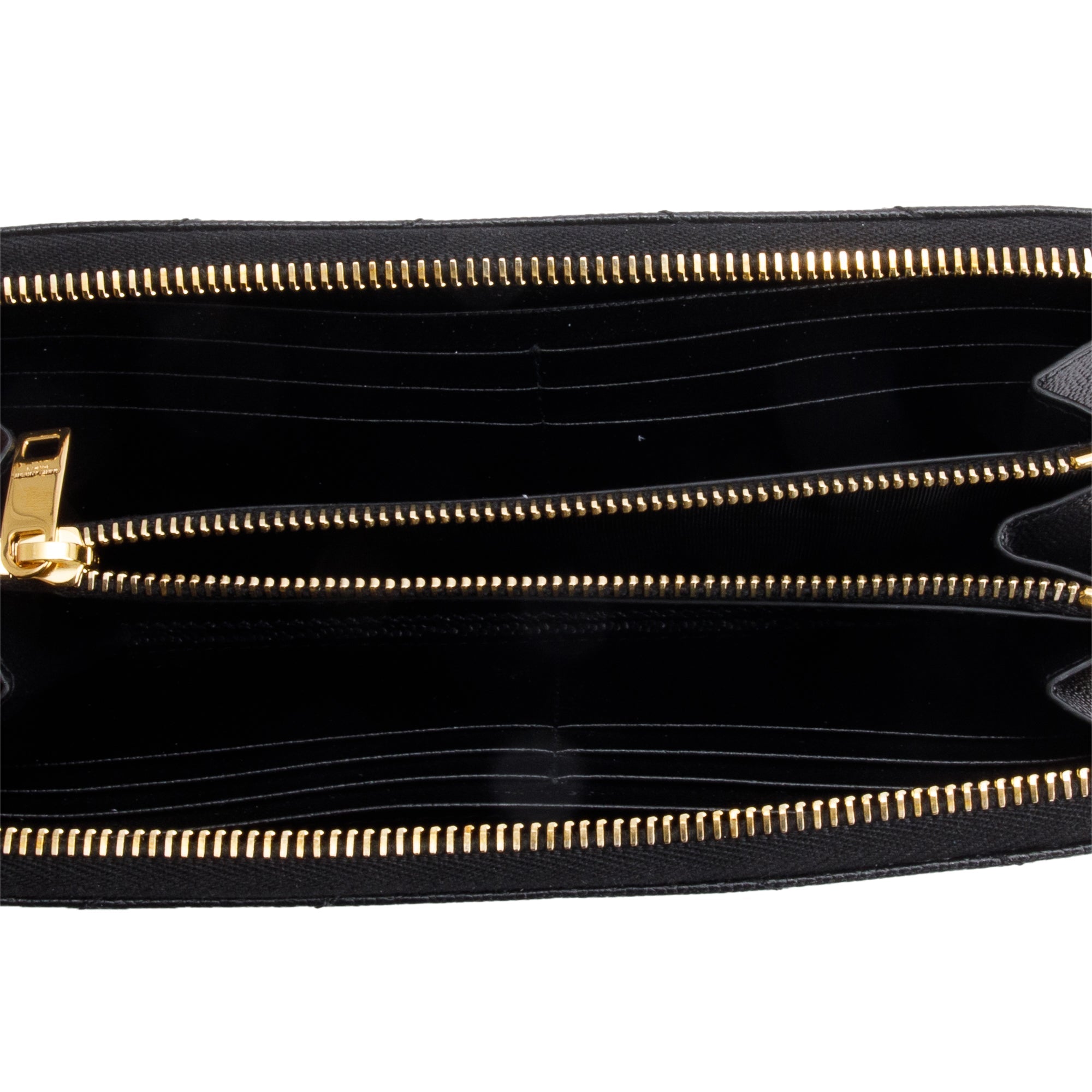 Saint Laurent 2022 Black Grained De Poudre Cassandre Marelasse Zip Around Wallet w/ Box
