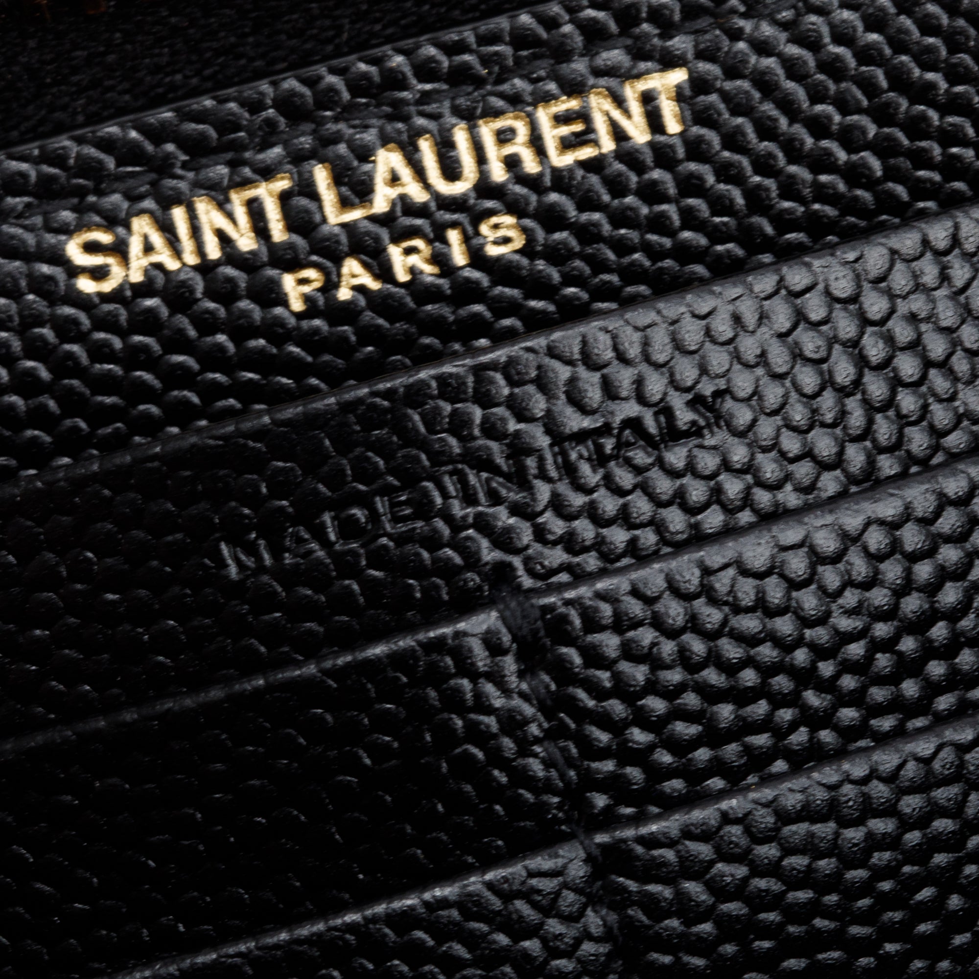 Saint Laurent 2022 Black Grained De Poudre Cassandre Marelasse Zip Around Wallet w/ Box