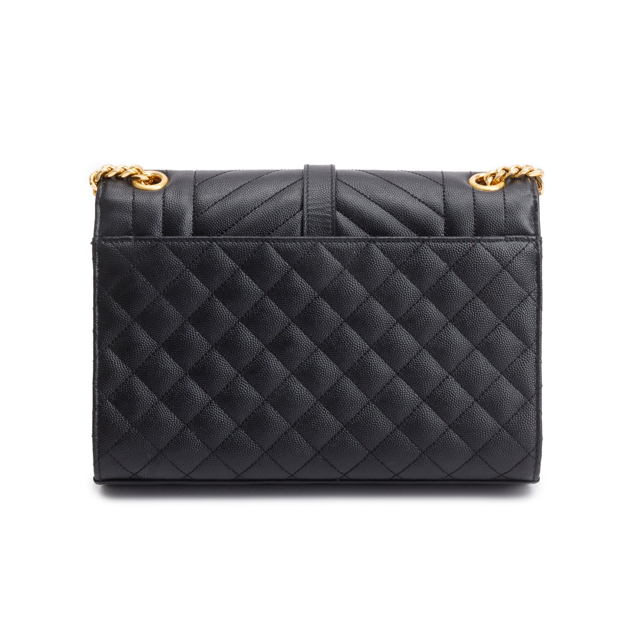 Saint Laurent 2022 Black Grained De Poudre Medium Envelope Shoulder Bag