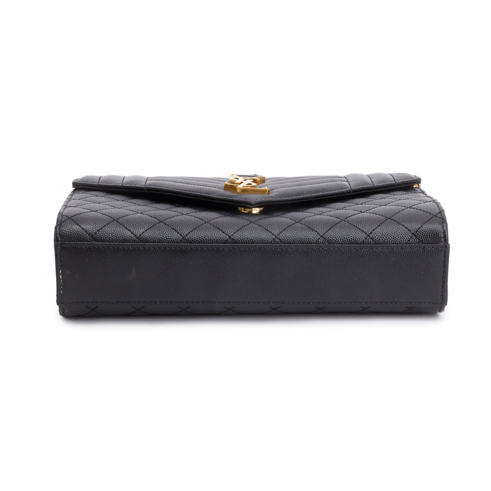 Saint Laurent 2022 Black Grained De Poudre Medium Envelope Shoulder Bag