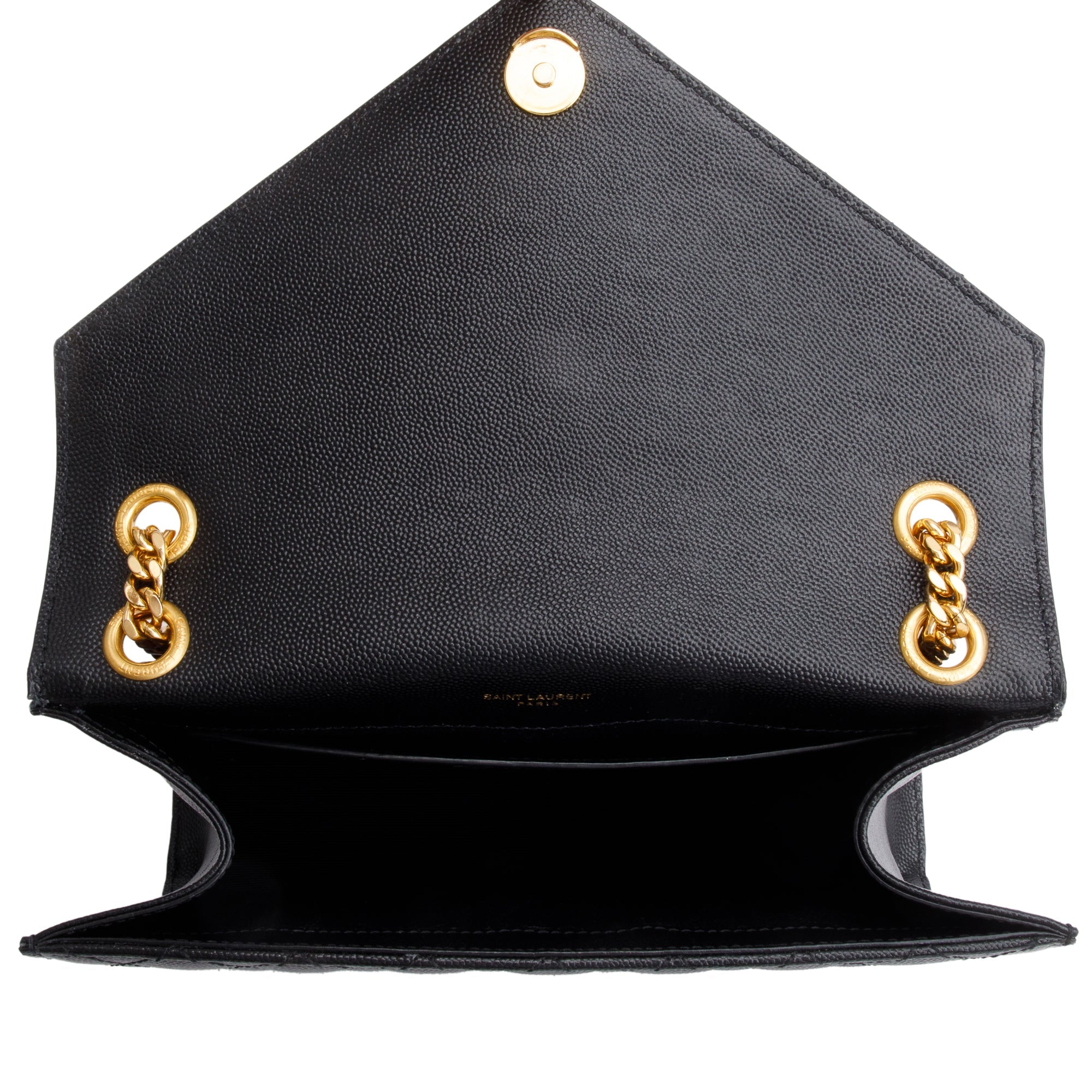 Saint Laurent 2022 Black Grained De Poudre Medium Envelope Shoulder Bag
