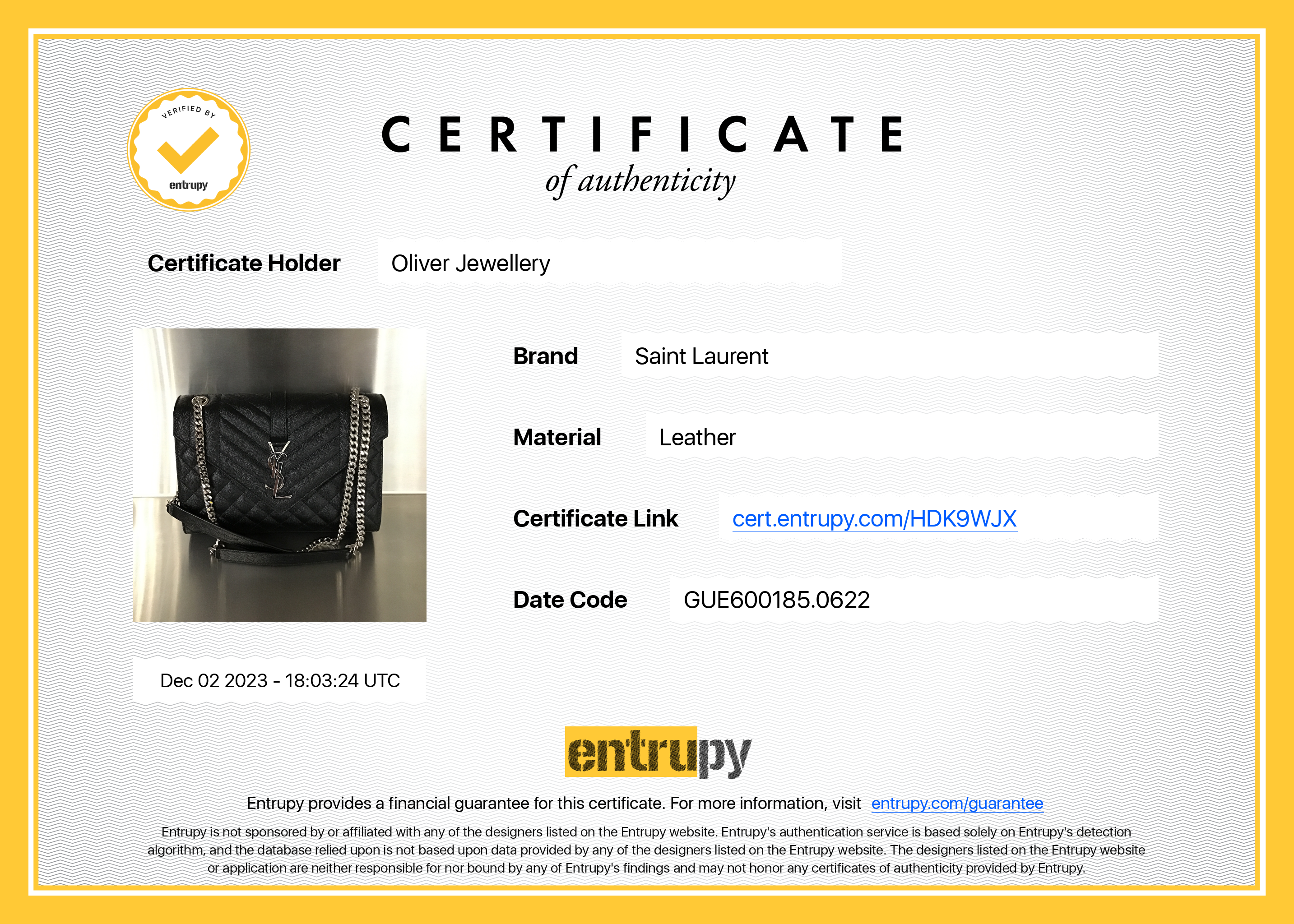 Saint Laurent 2022 Black Grained De Poudre Medium Envelope Shoulder Bag w/ Box & Receipt