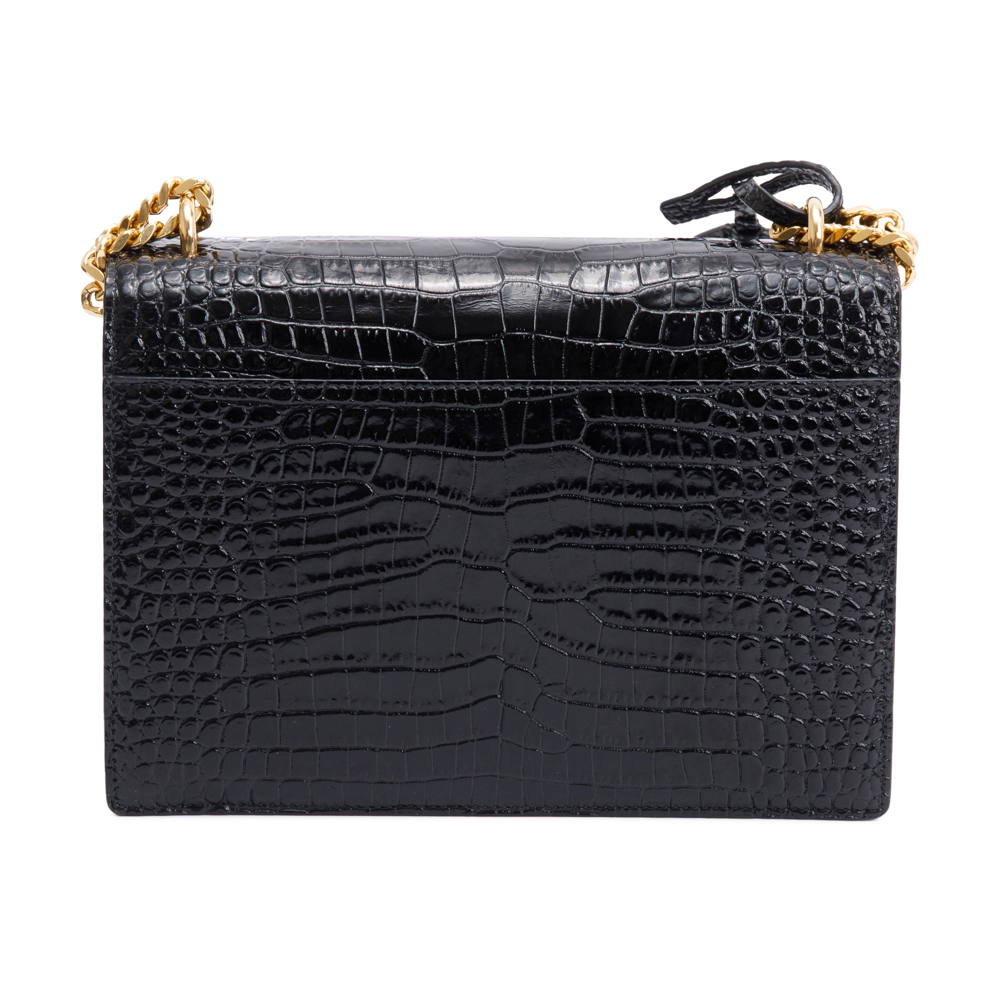 Saint Laurent 2022 Black Medium Crocodile Embossed Sunset Bag w/ Box