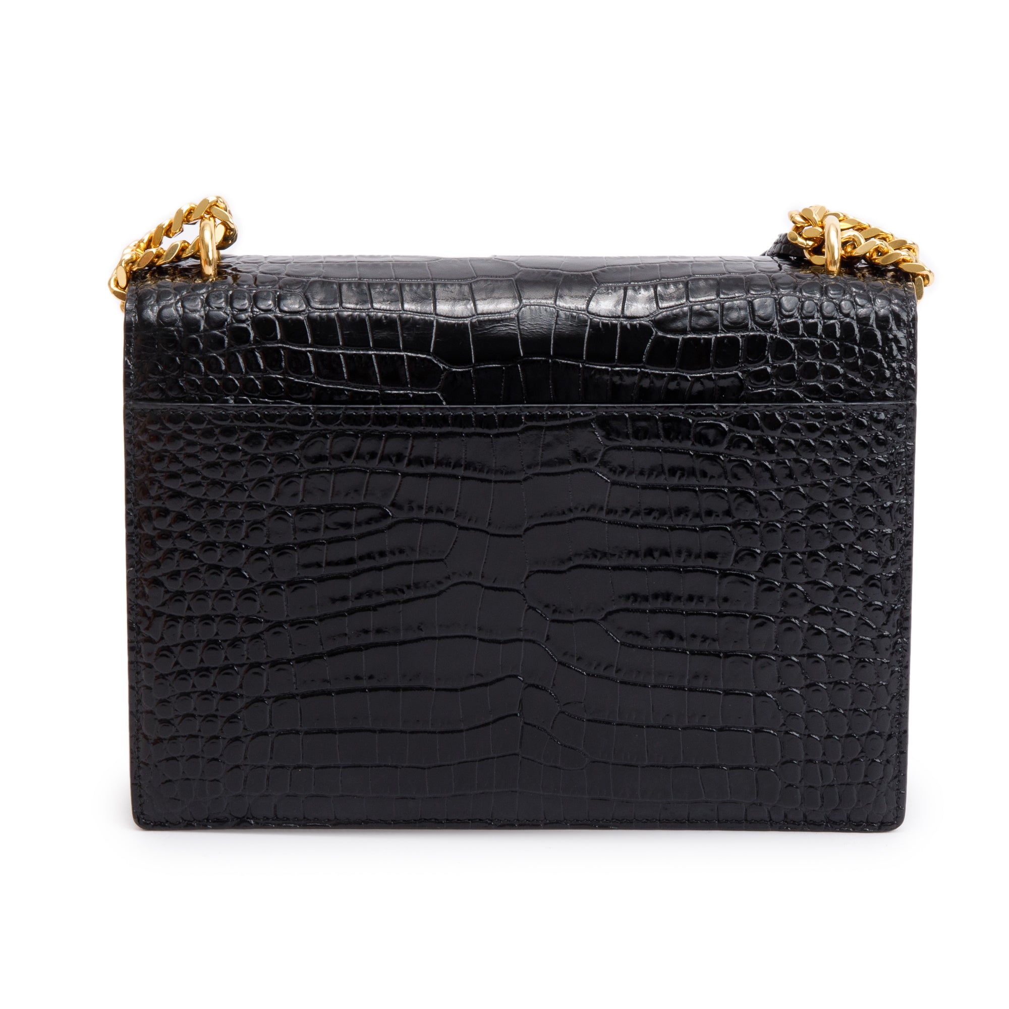 Saint Laurent 2022 Black Medium Crocodile Embossed Sunset Bag w/ Box & Receipt