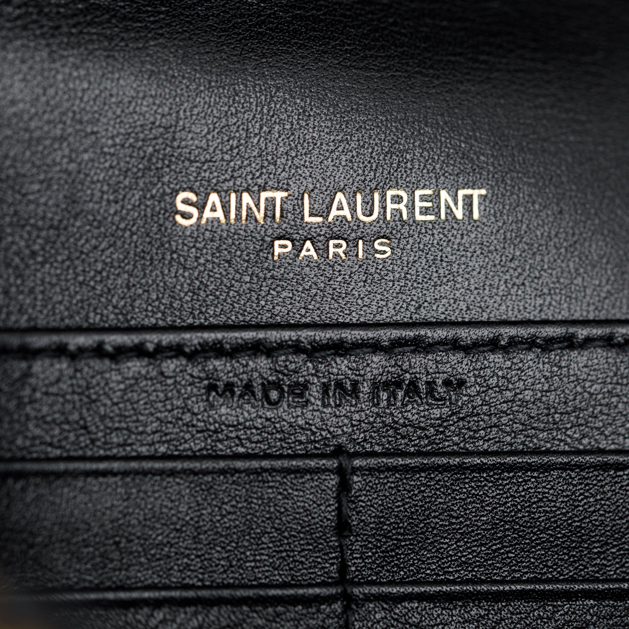 Saint Laurent 2022 Black Python Embossed Patent Leather Chain Wallet