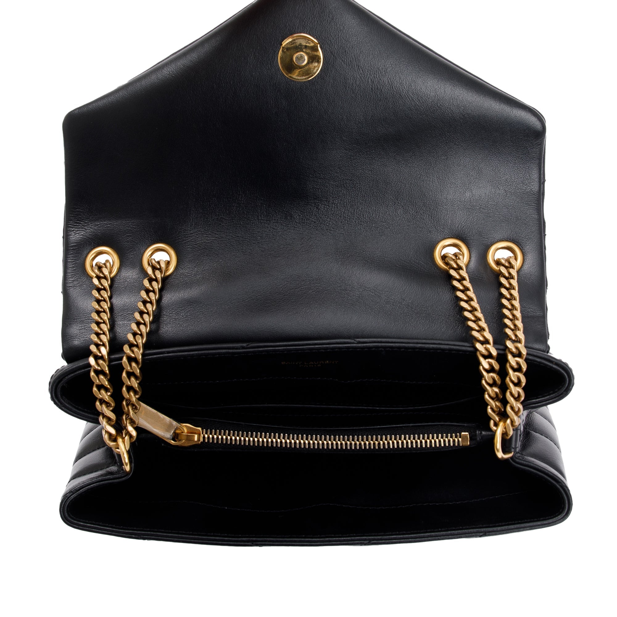 Saint Laurent 2022 Black Quilted Calfskin Leather Small Loulou Shoulder Bag w/ Box