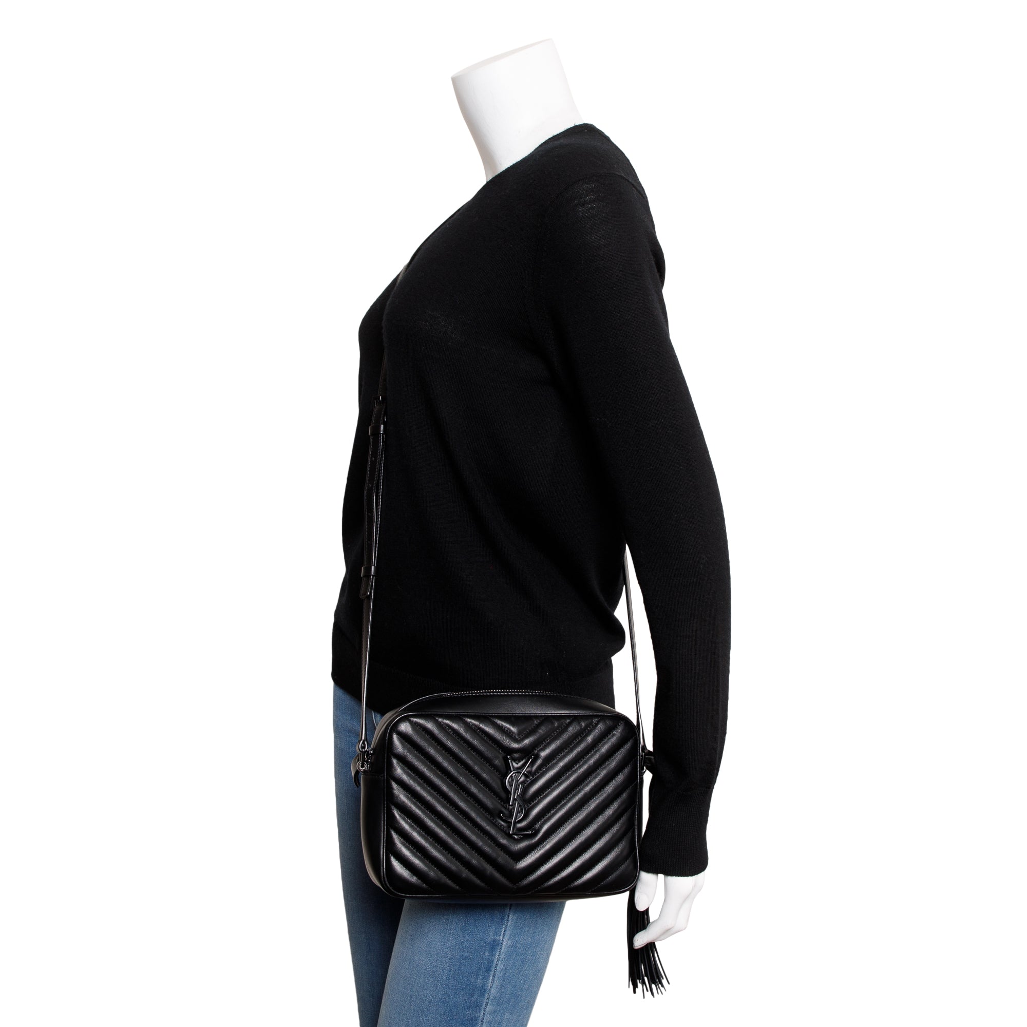 Saint Laurent 2022 Black Quilted Leather Lou Bag