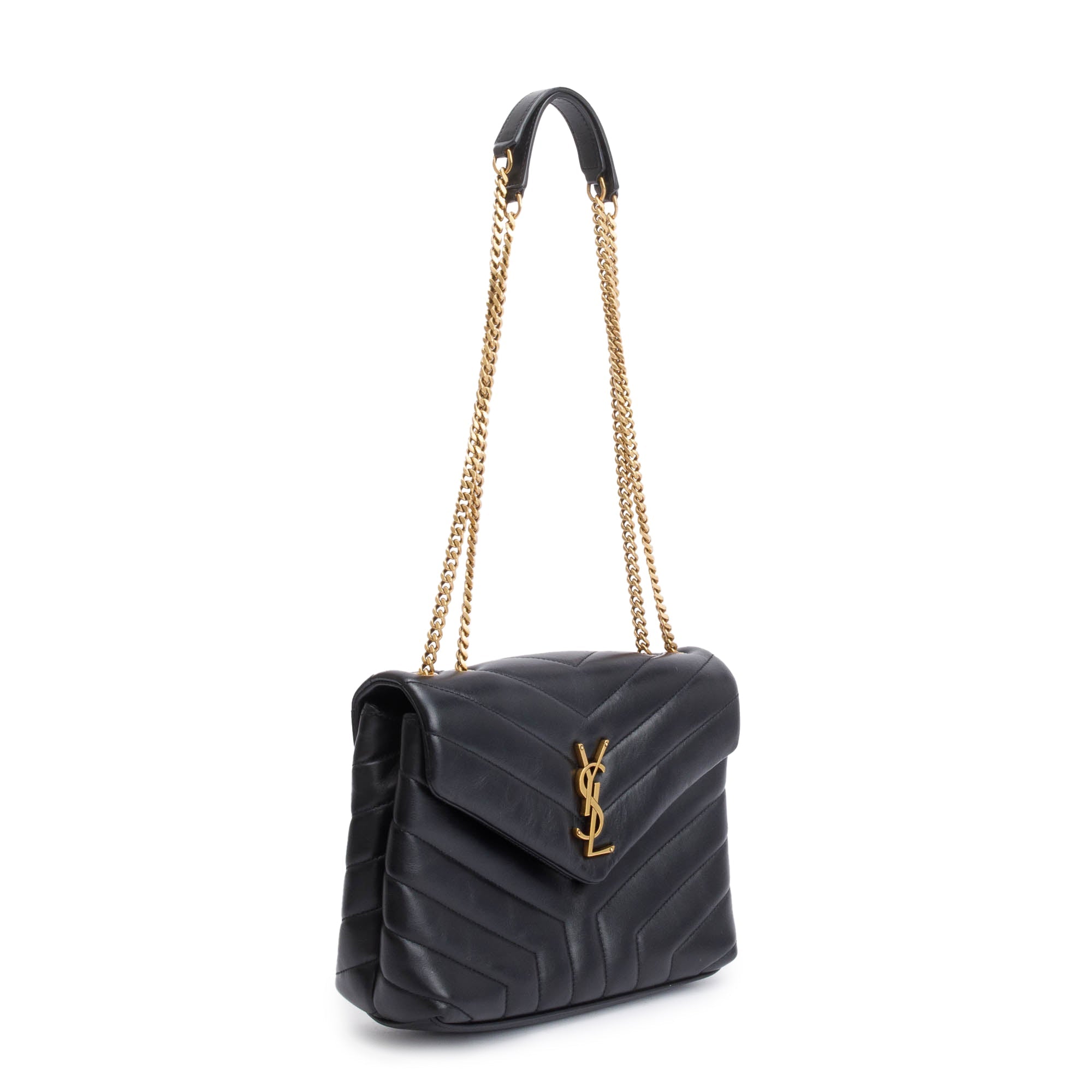 Saint Laurent 2022 Black Quilted Leather Small Loulou Shoulder Bag w/ Box