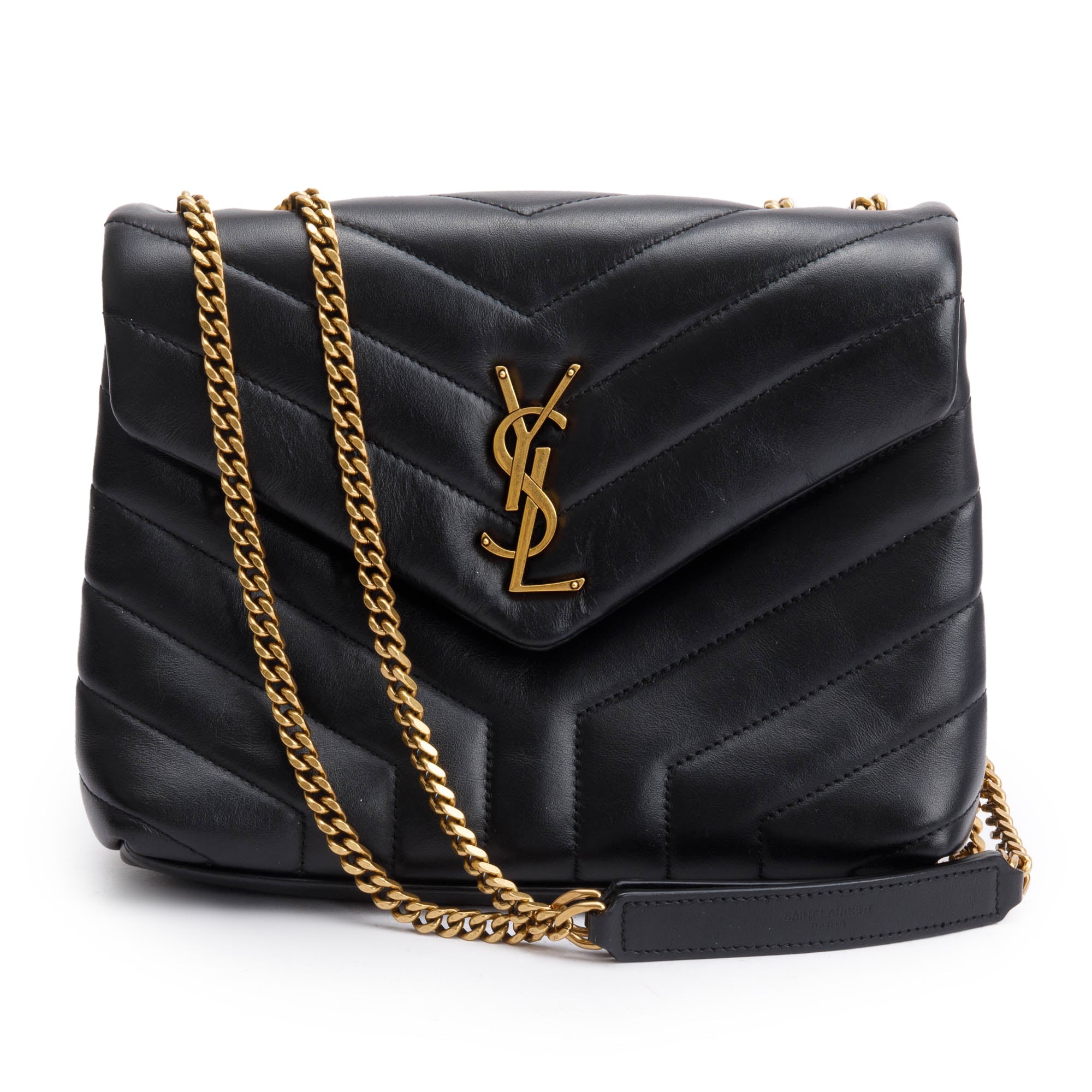 Saint Laurent 2022 Black Quilted Leather Small Loulou Shoulder Bag w/ Box