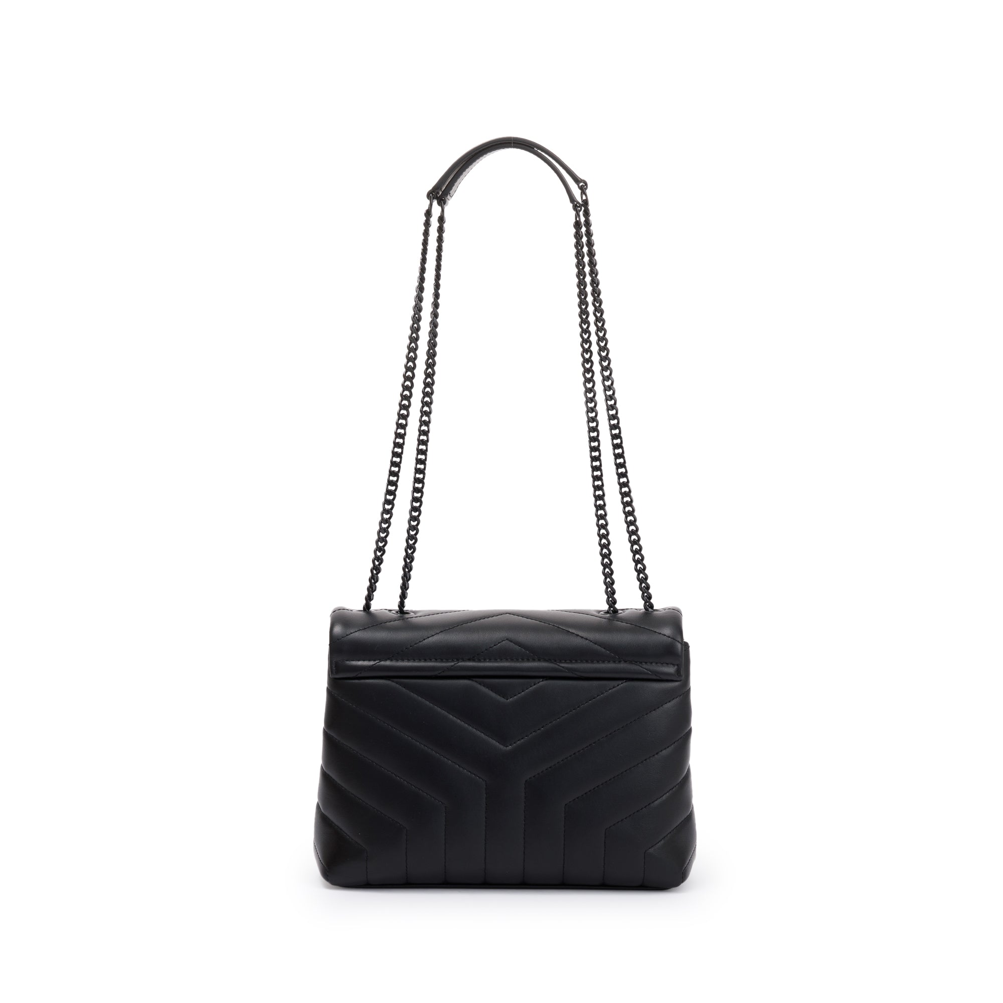 Saint Laurent 2022 Black Quilted "Y" Leather Small Loulou Shoulder Bag