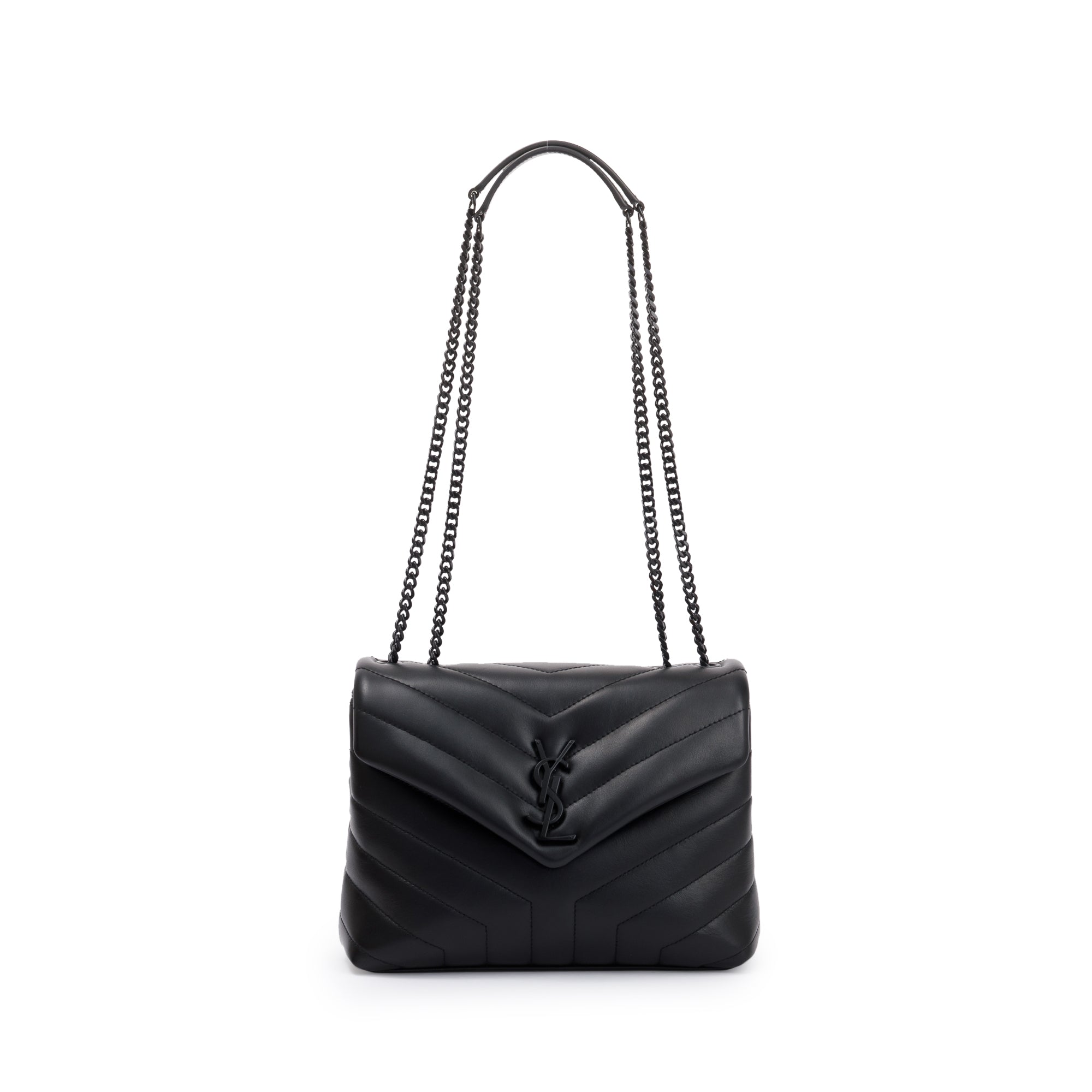 Saint Laurent 2022 Black Quilted "Y" Leather Small Loulou Shoulder Bag