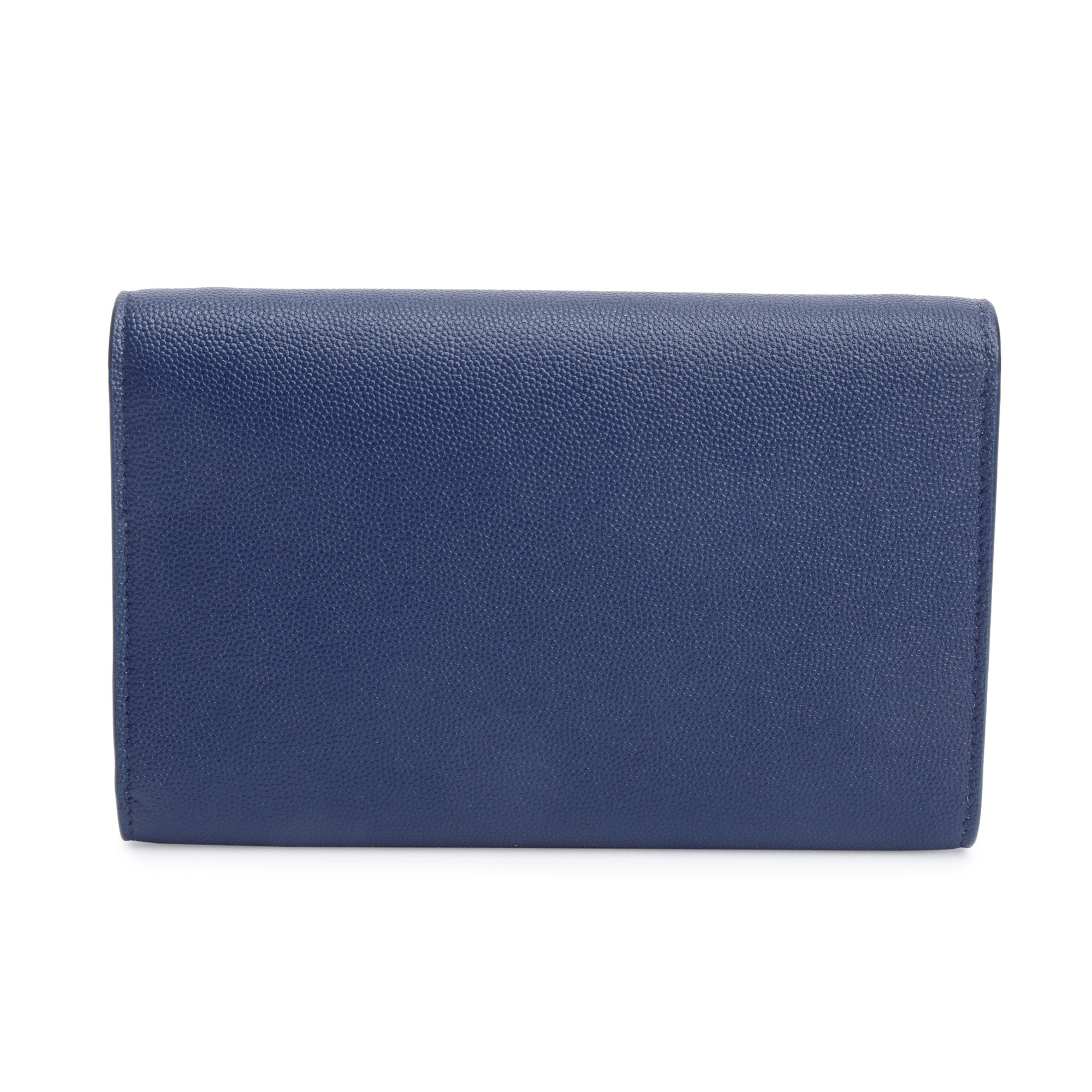 Saint Laurent 2022 Blue Grain De Poudre Leather Uptown Chain Wallet w/ Box