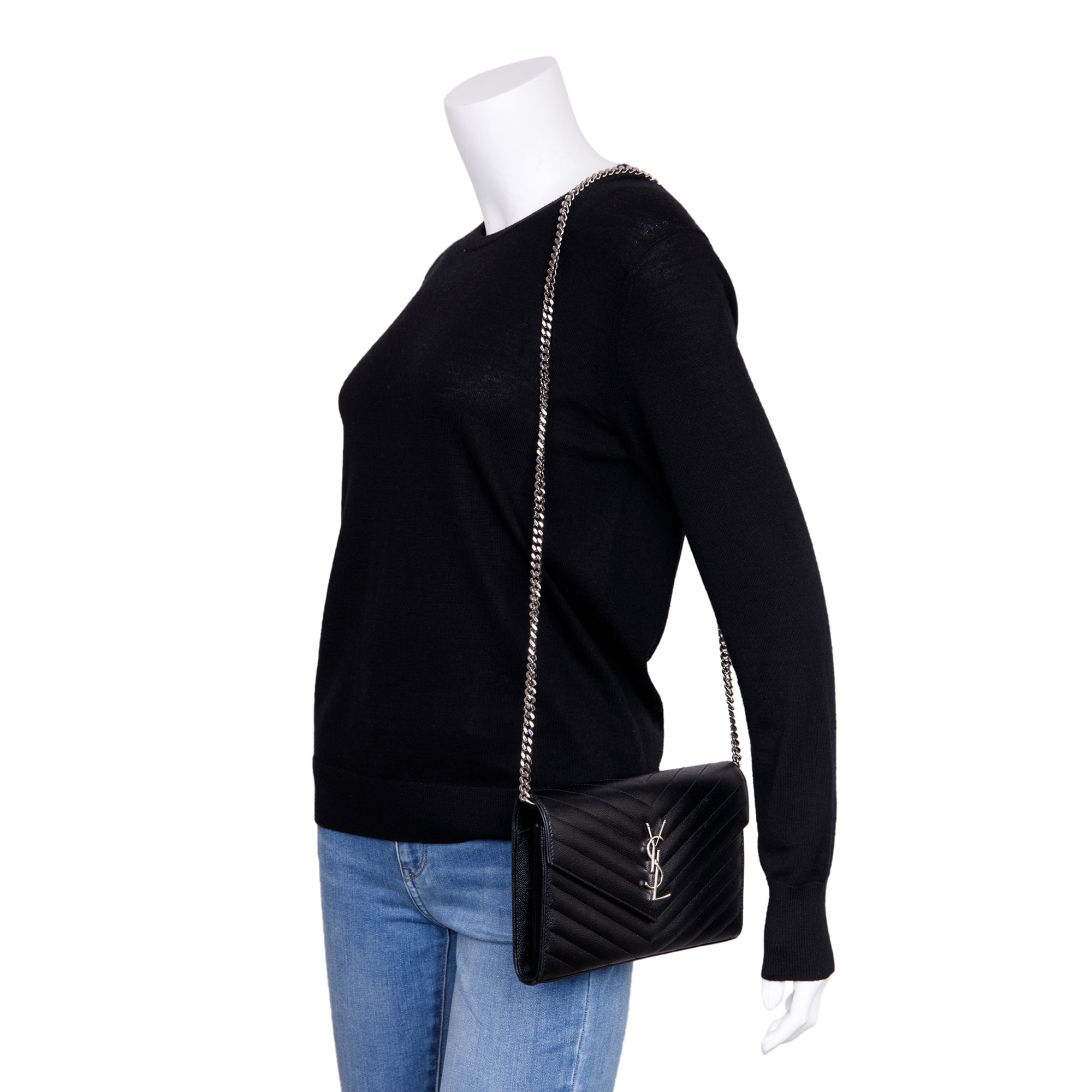 Saint Laurent 2022 Cassandre Matelasse Chain Wallet