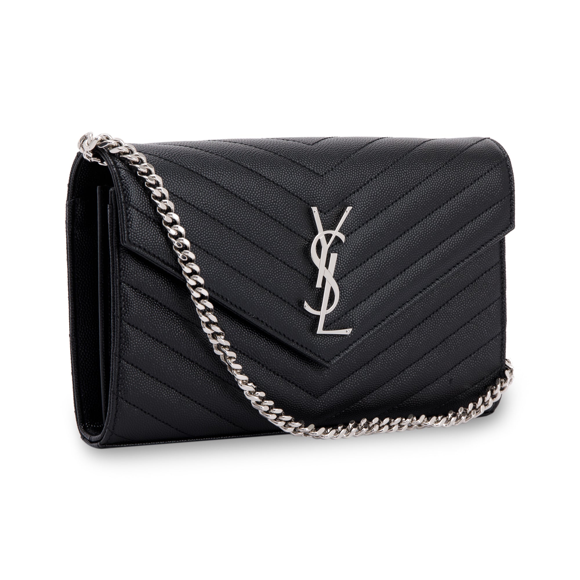 Saint Laurent 2022 Cassandre Matelasse Chain Wallet w/ Box