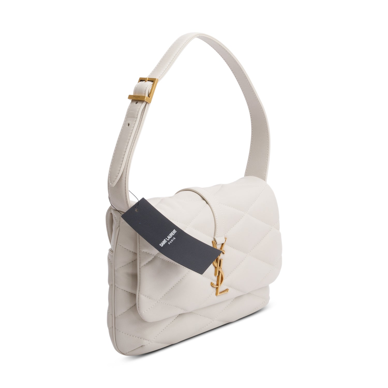 Saint Laurent 2022 Crema Soft Quilted Leather Le 57 Diamond Shoulder Bag w/ Box