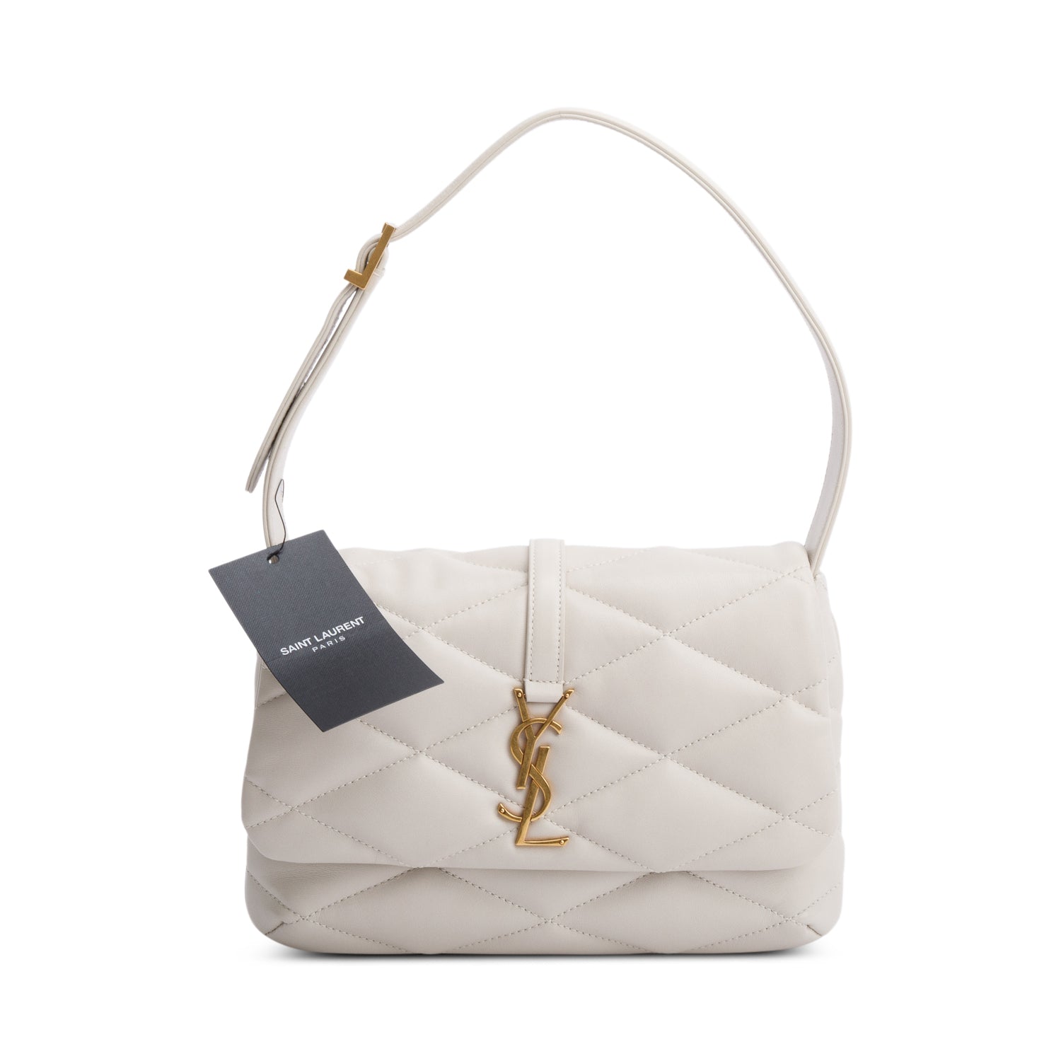 Saint Laurent 2022 Crema Soft Quilted Leather Le 57 Diamond Shoulder Bag w/ Box