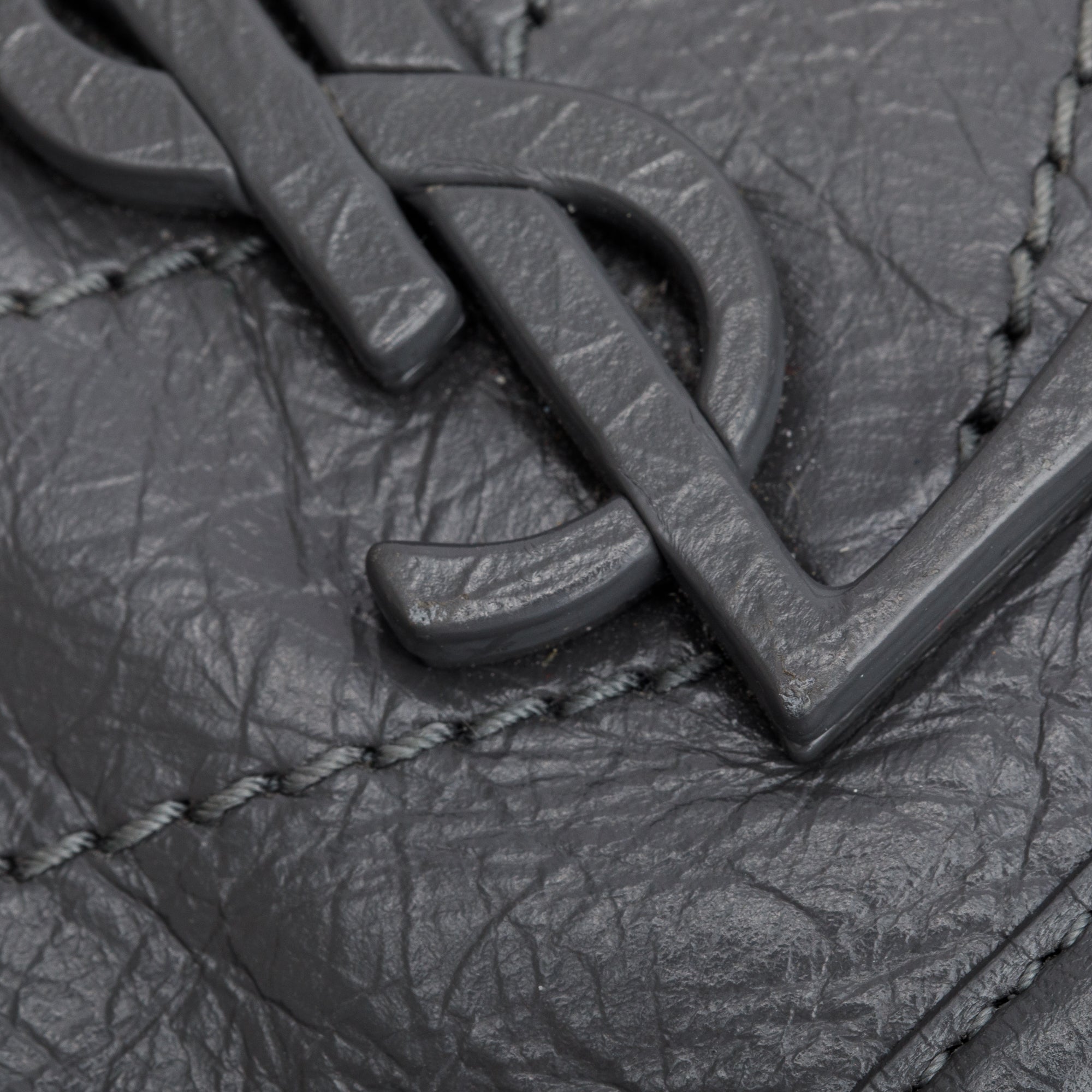 Saint Laurent 2022 Grey Crinkled Calfskin Leather Medium Niki Shoulder Bag