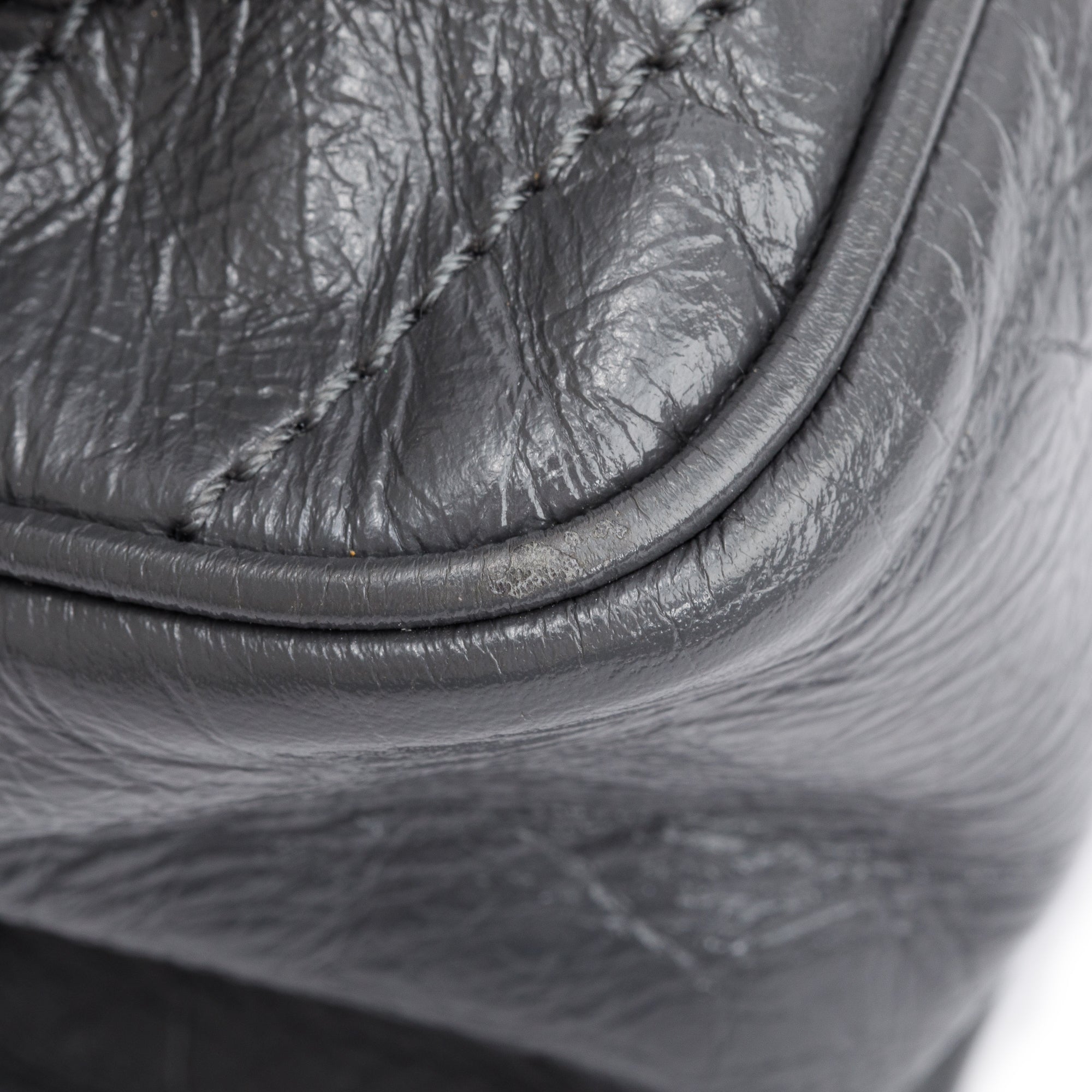 Saint Laurent 2022 Grey Crinkled Calfskin Leather Medium Niki Shoulder Bag