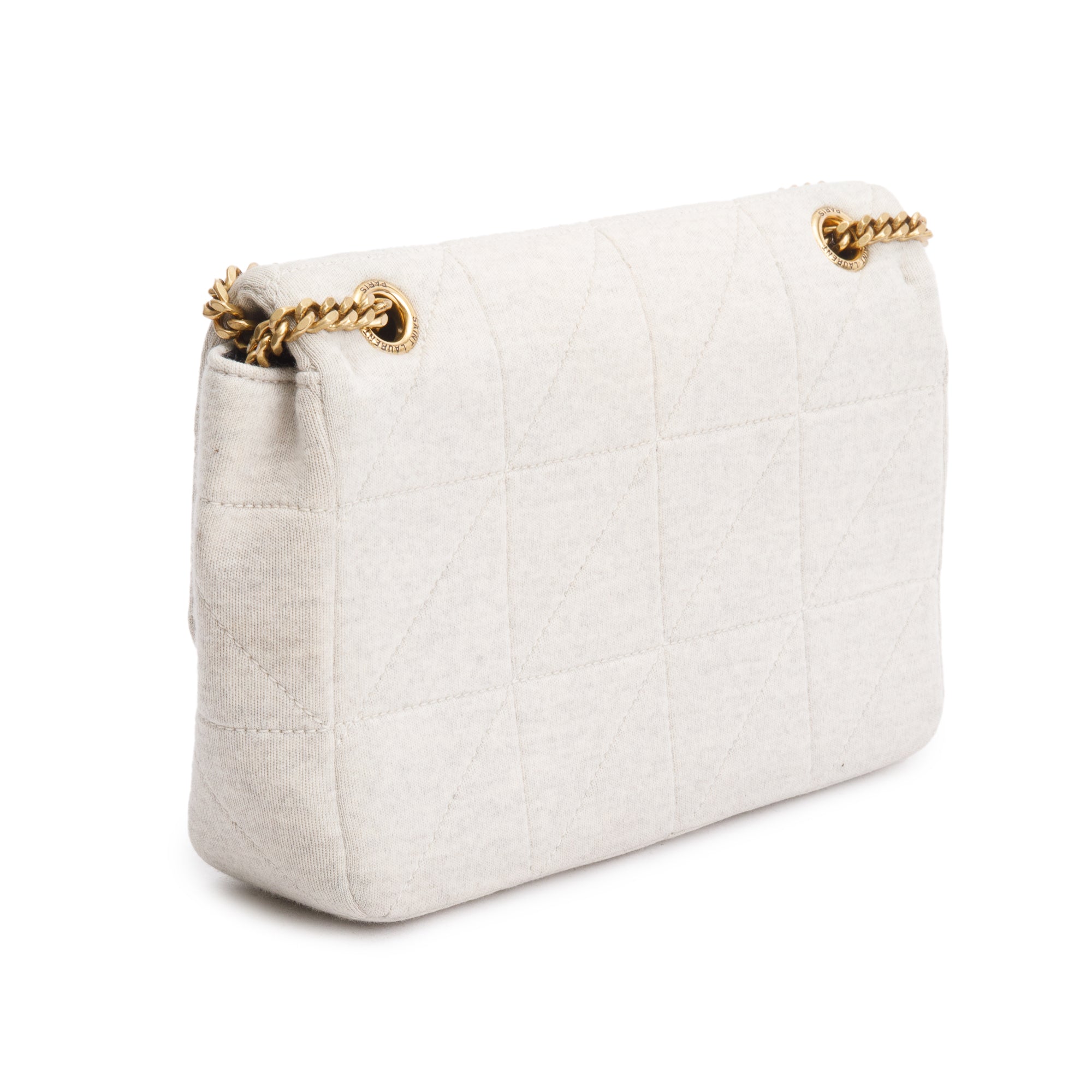 Saint Laurent 2022 Neutral Quilted Jersey Wool Medium Jamie Shoulder Bag