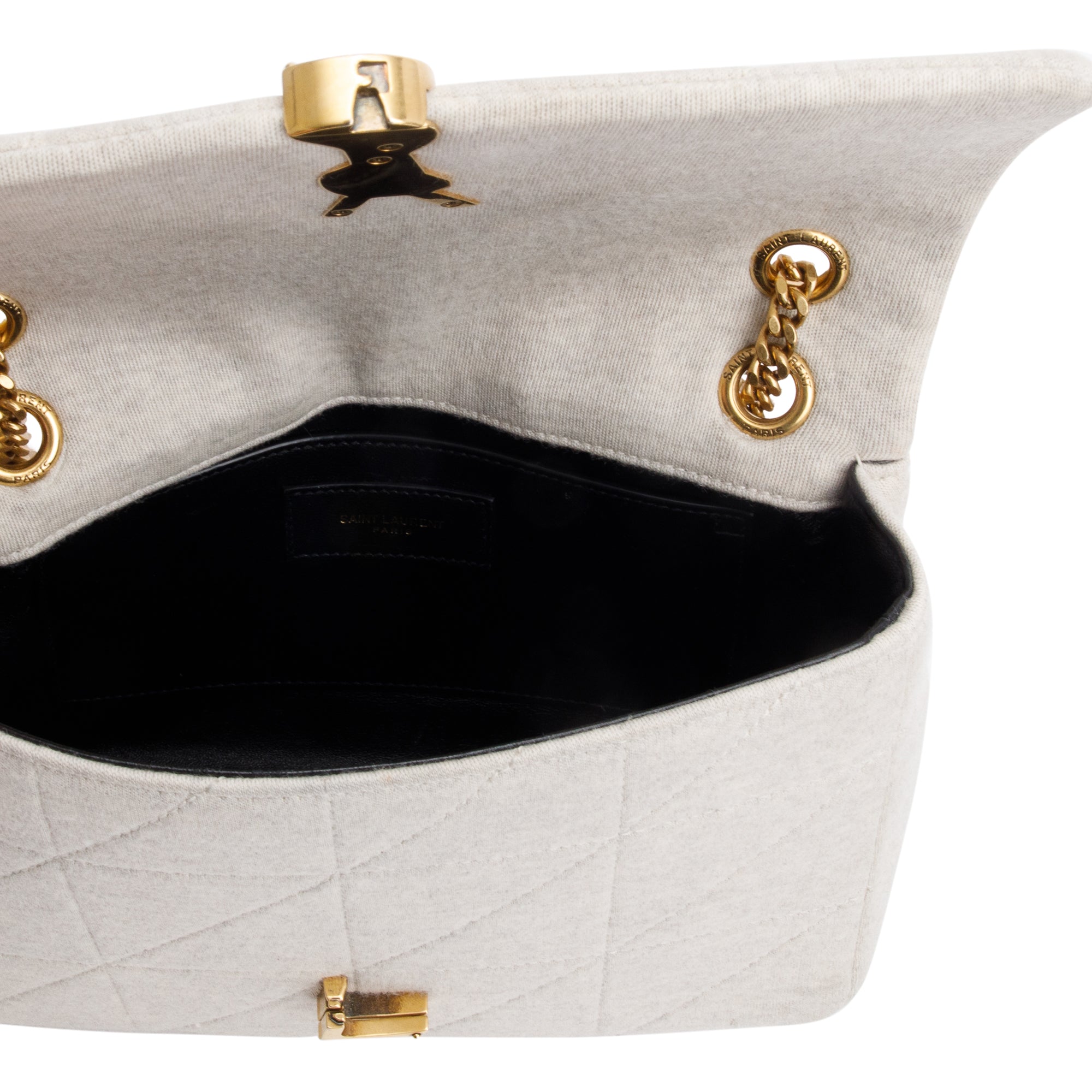 Saint Laurent 2022 Neutral Quilted Jersey Wool Medium Jamie Shoulder Bag