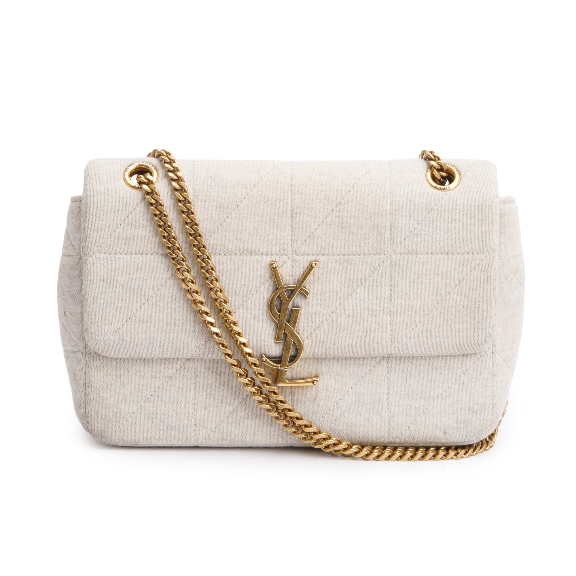 Saint Laurent 2022 Neutral Quilted Jersey Wool Medium Jamie Shoulder Bag