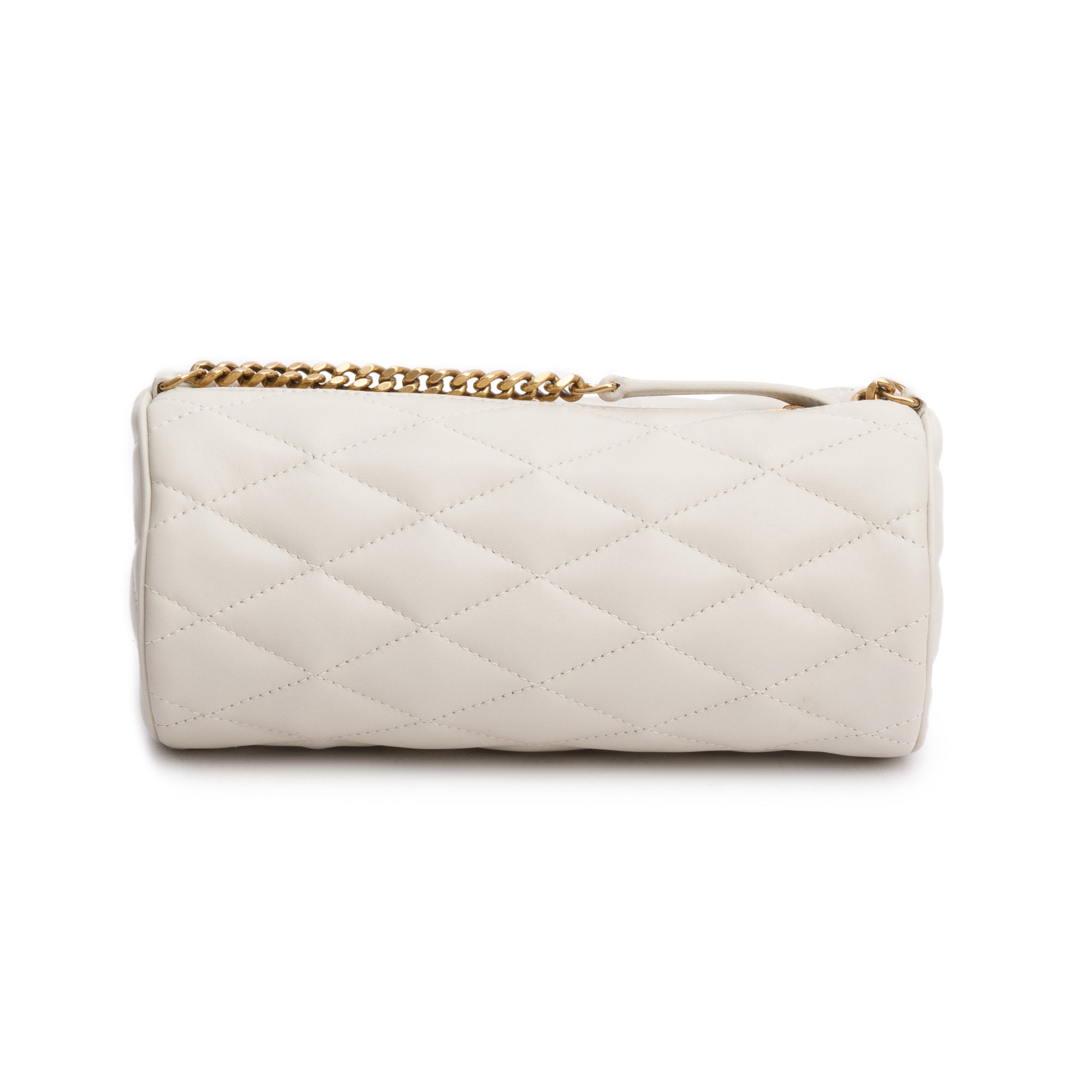 Saint Laurent 2022 Neutral Quilted Lambskin Leather Small Sade Tube Bag
