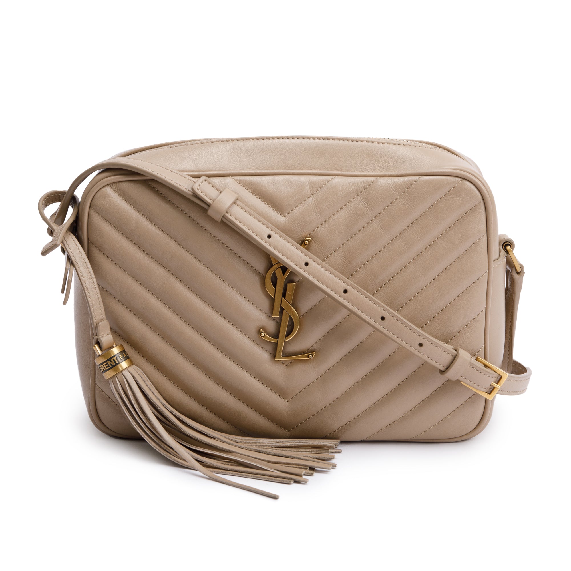 Saint Laurent 2022 Neutral Quilted Leather Lou Camera Bag