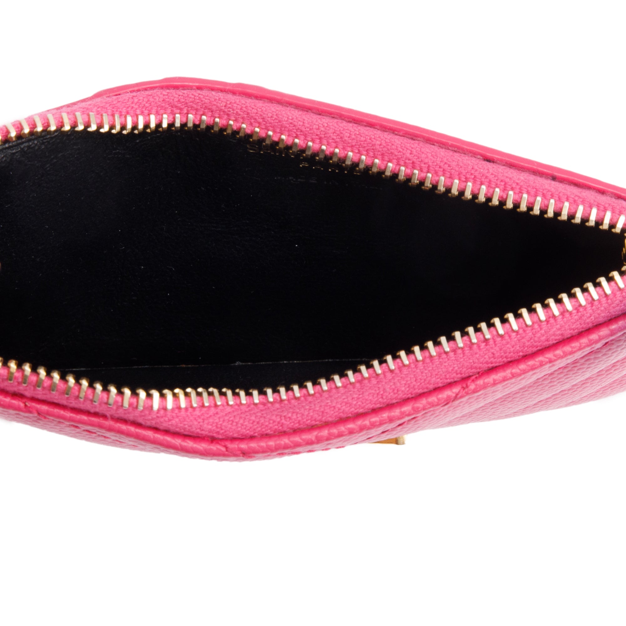 Saint Laurent 2022 Pink Grain De Poudre Leather Cassandre Matelasse Fragments Zipped Card Case w/ Box & Receipt