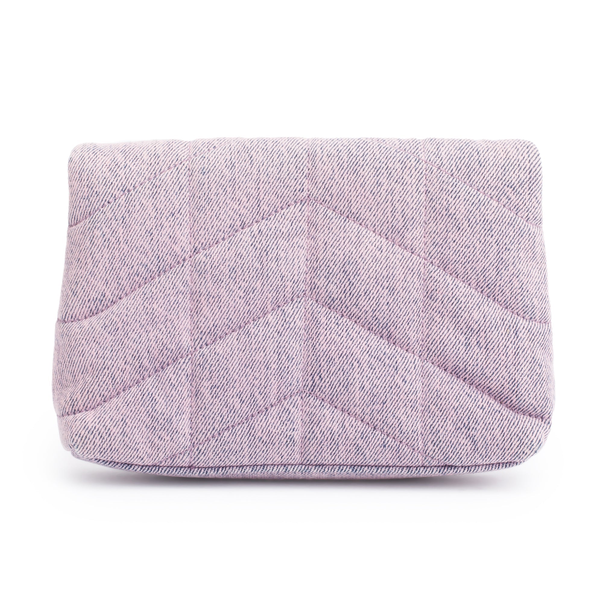 Saint Laurent 2022 Purple Denim Small Puffer Pouch w/ Card Case