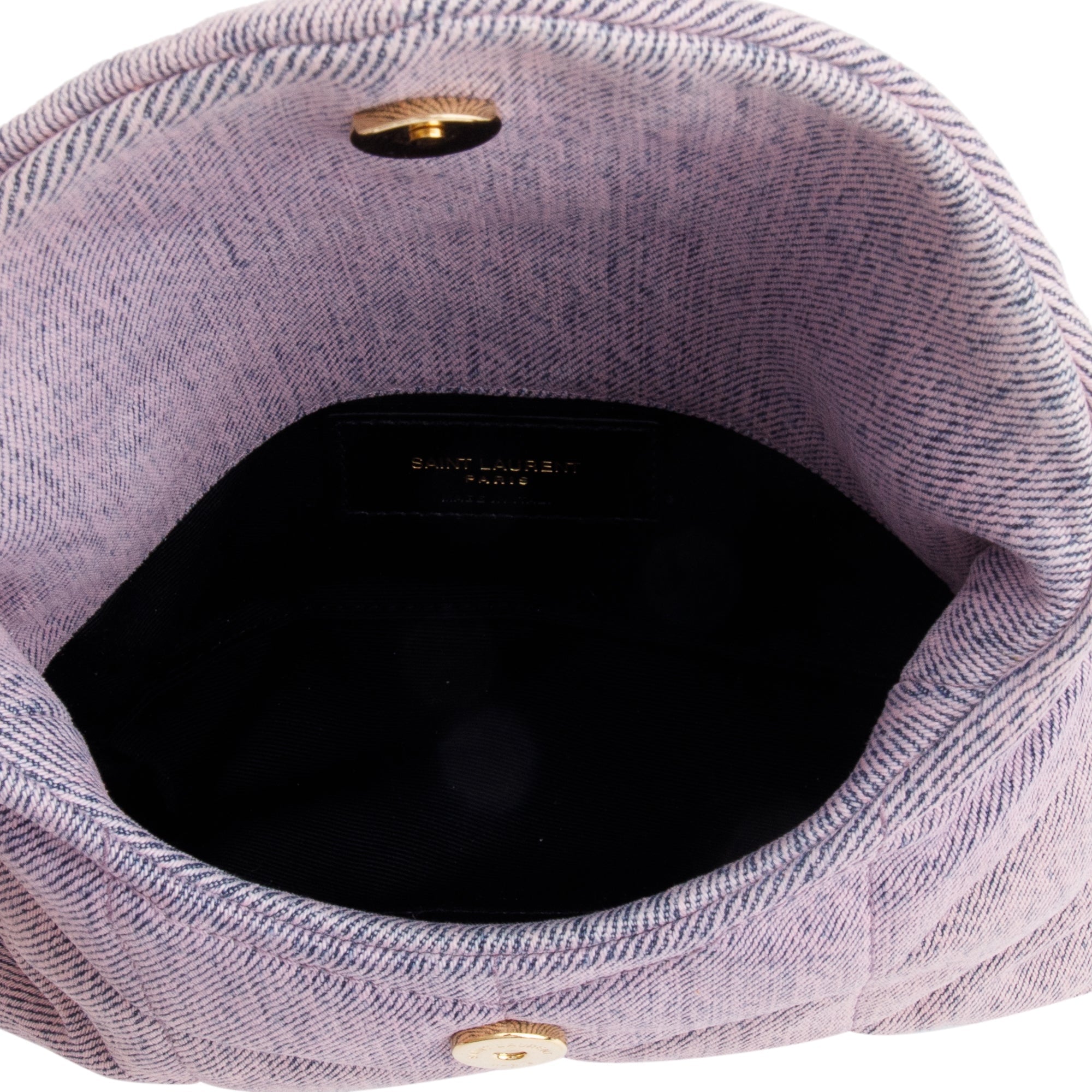 Saint Laurent 2022 Purple Denim Small Puffer Pouch w/ Card Case