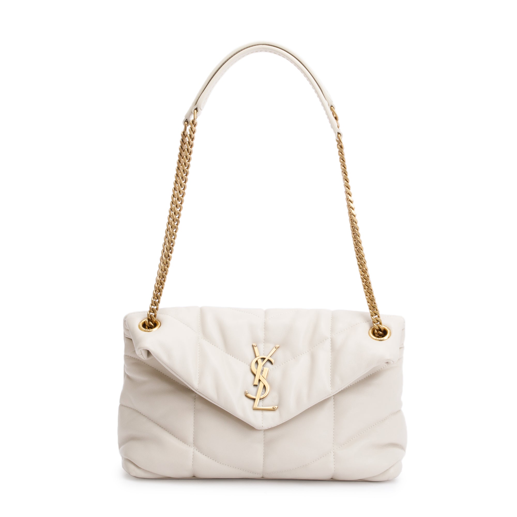 Saint Laurent 2022 White Nappa Leather Toy Puffer Loulou Shoulder Bag