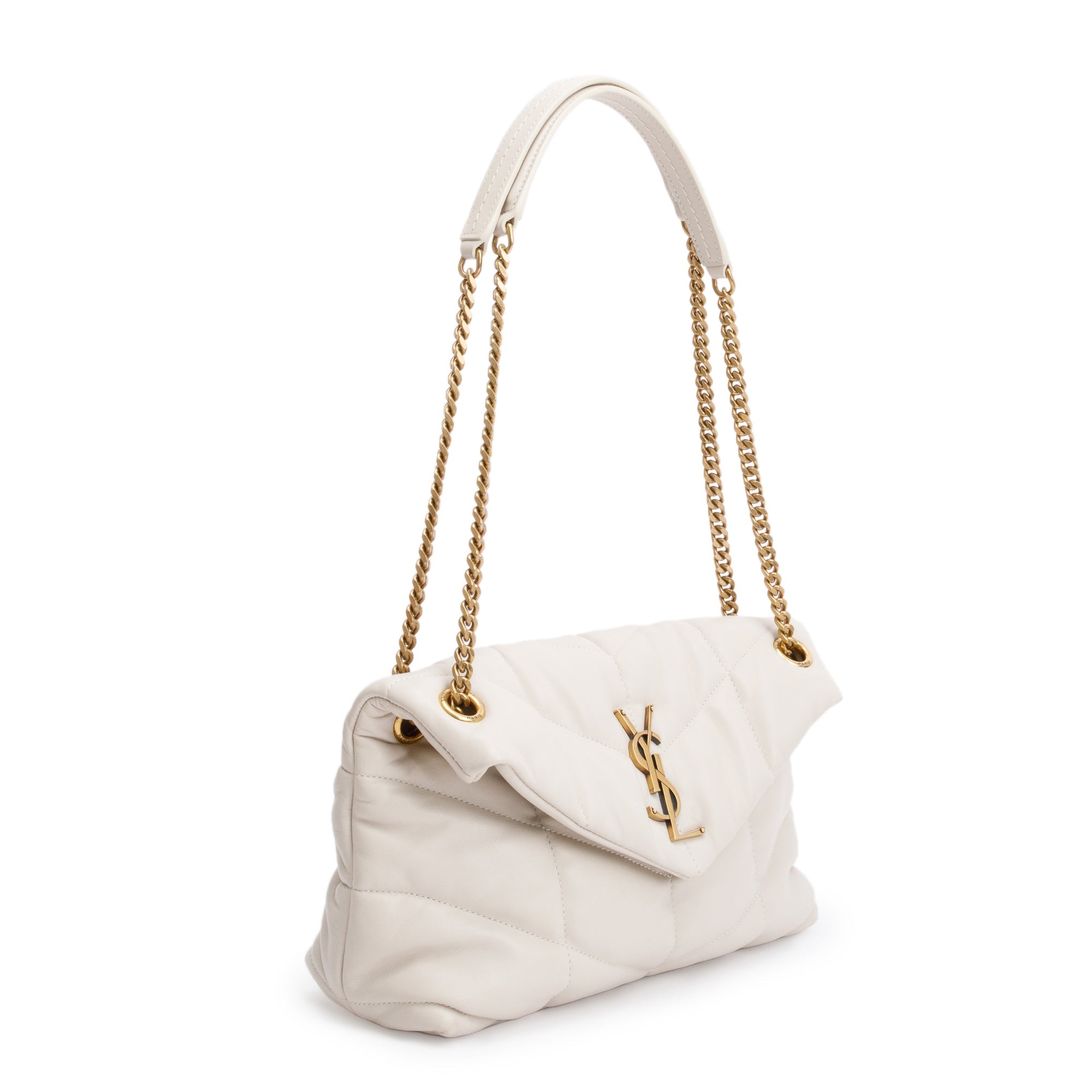 Saint Laurent 2022 White Nappa Leather Toy Puffer Loulou Shoulder Bag