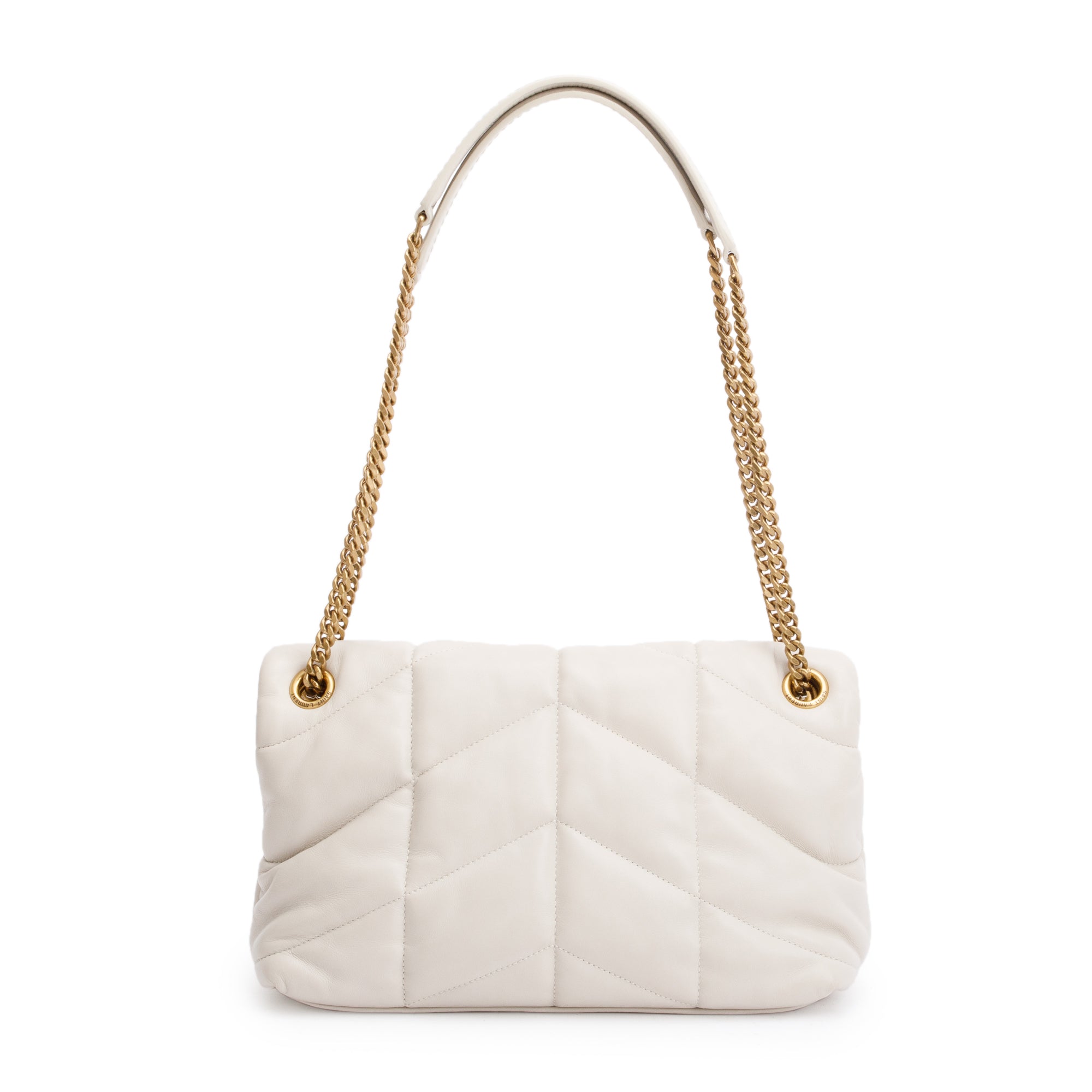 Saint Laurent 2022 White Nappa Leather Toy Puffer Loulou Shoulder Bag