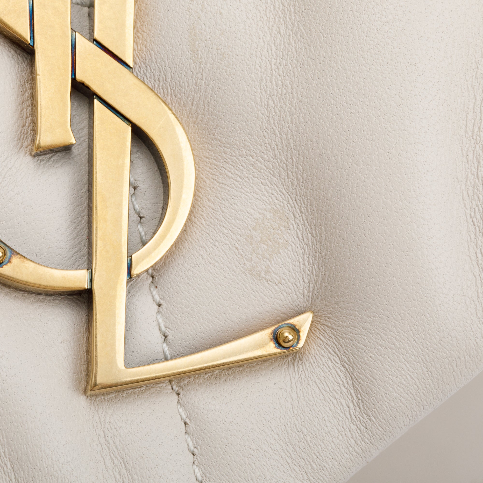 Saint Laurent 2022 White Nappa Leather Toy Puffer Loulou Shoulder Bag