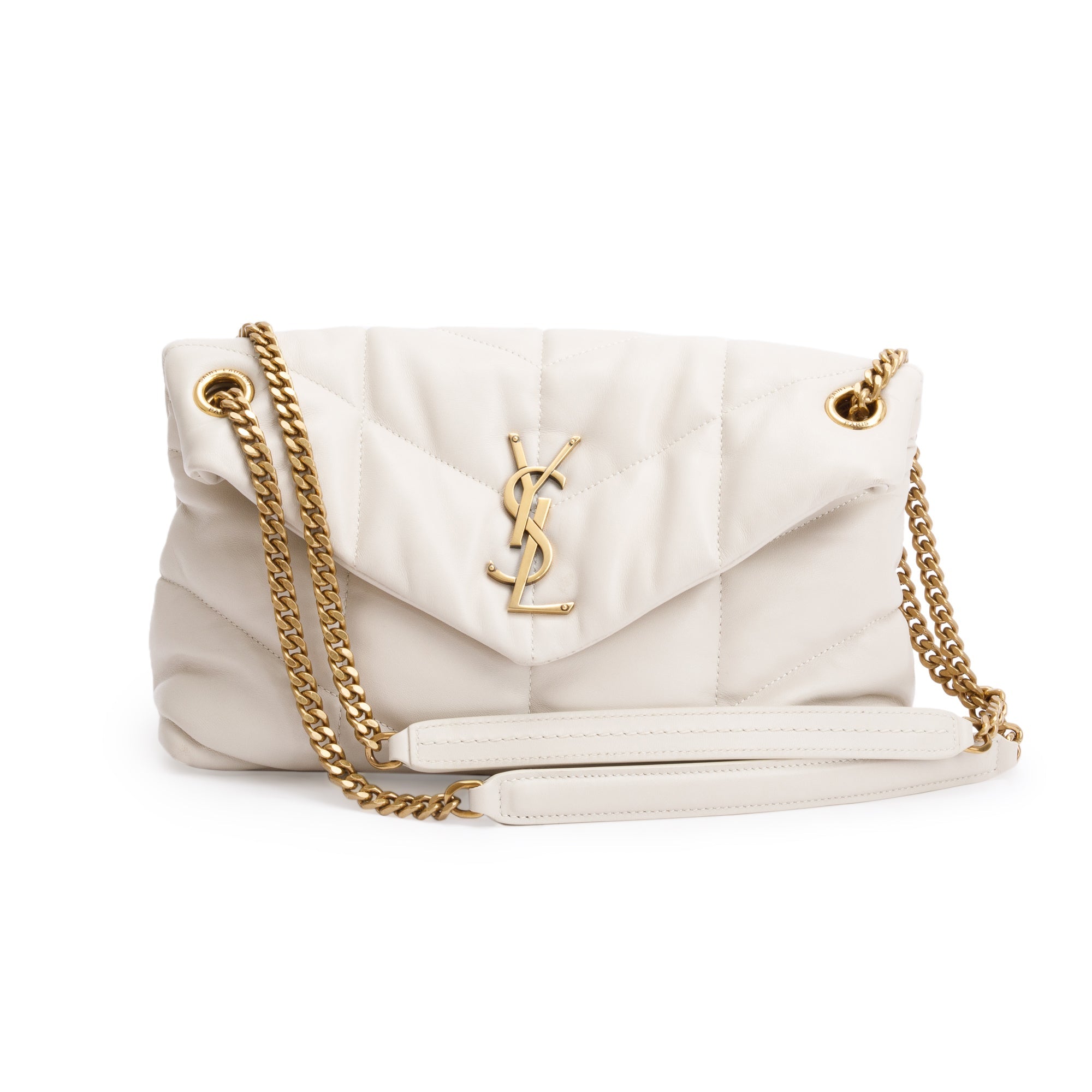 Saint Laurent 2022 White Nappa Leather Toy Puffer Loulou Shoulder Bag